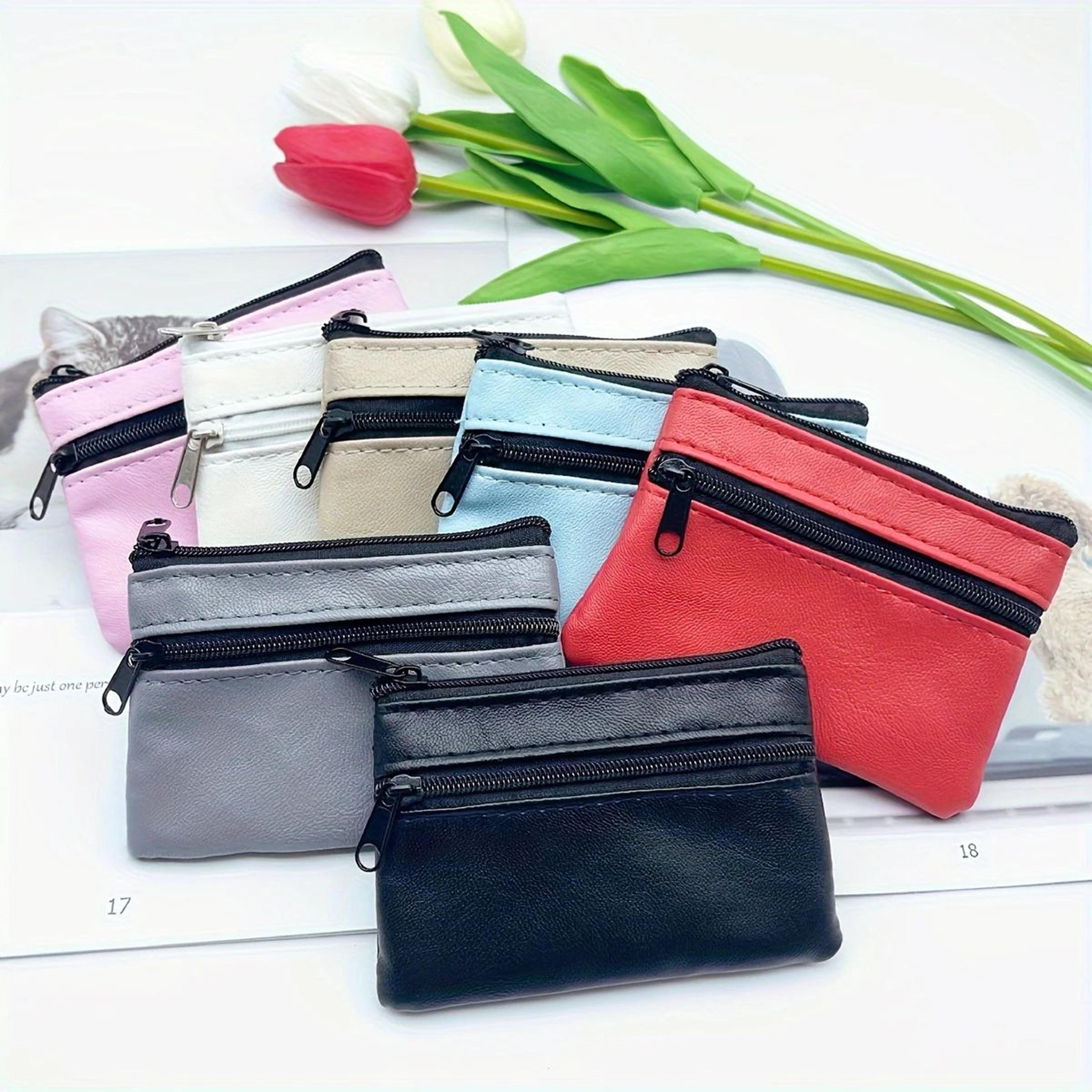 Compact Leather Coin Purse  Mini Wallet  ZipAround Change Pouch For Men Women  Kids 0