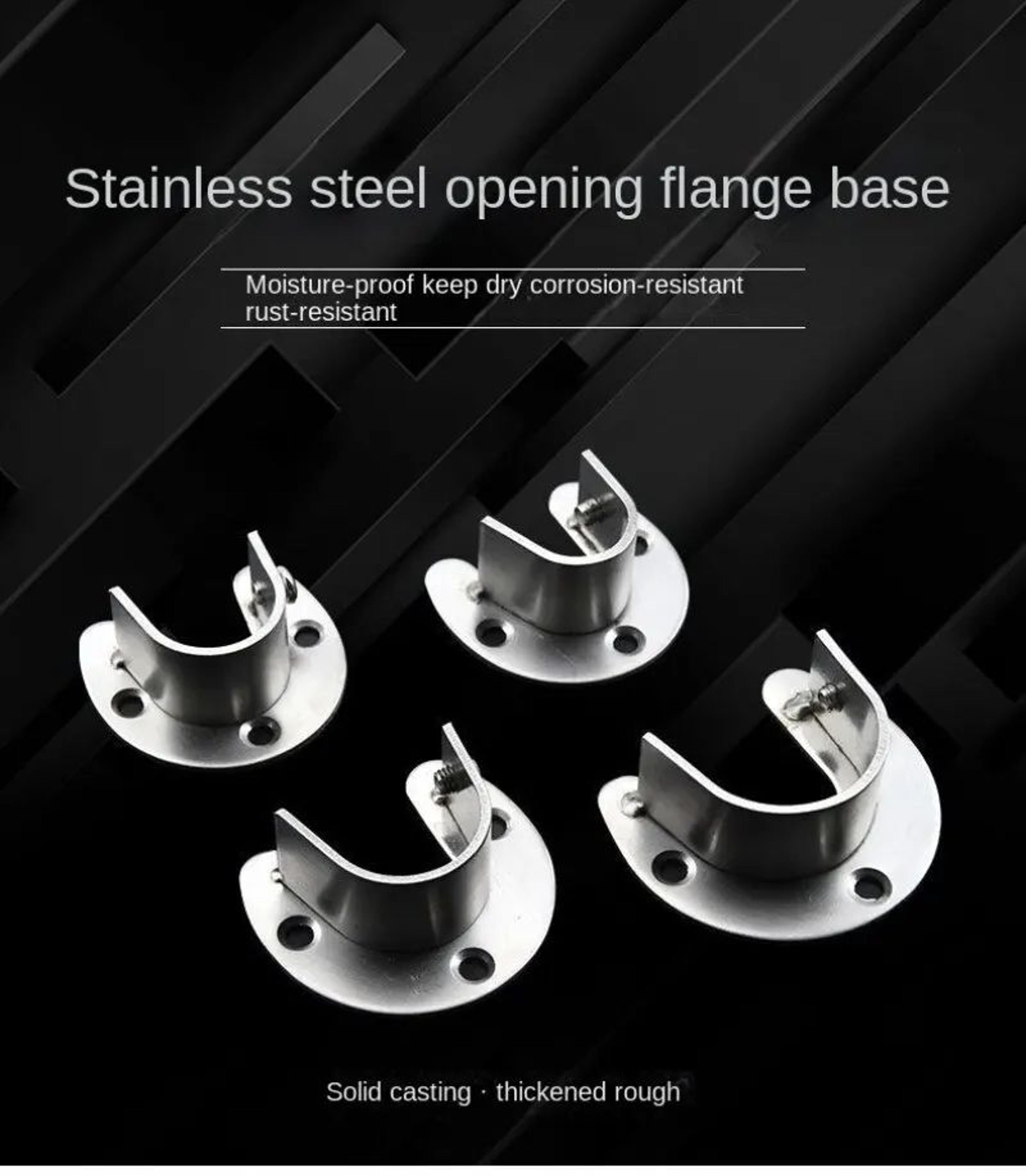 Stainless Steel Flange Rod Support Bracket For Wardrobe  Curtain Tubes 6