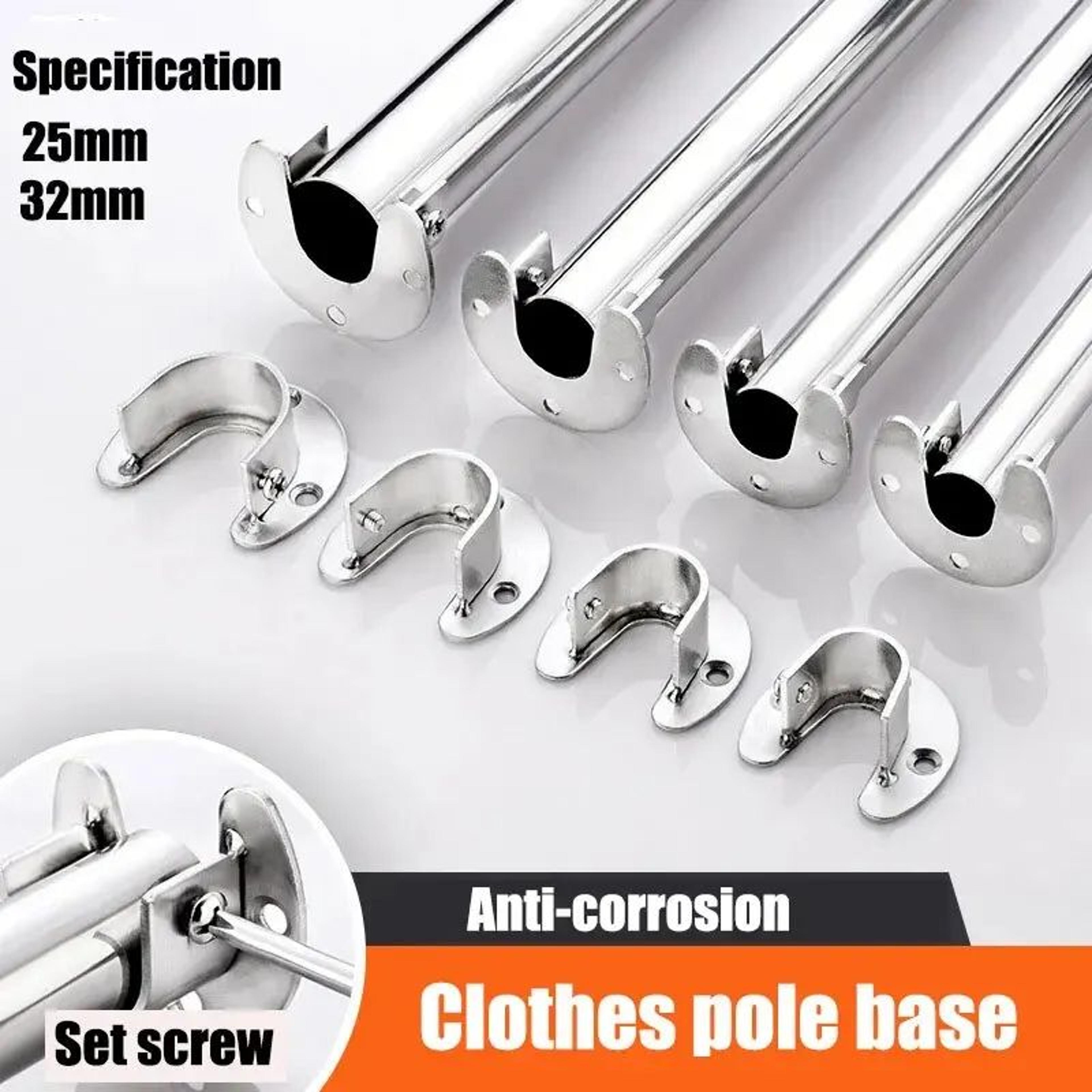 HeavyDuty 304Stainless Steel Wardrobe  Curtain Rod Bracket Fixed Wall Flange Support 1