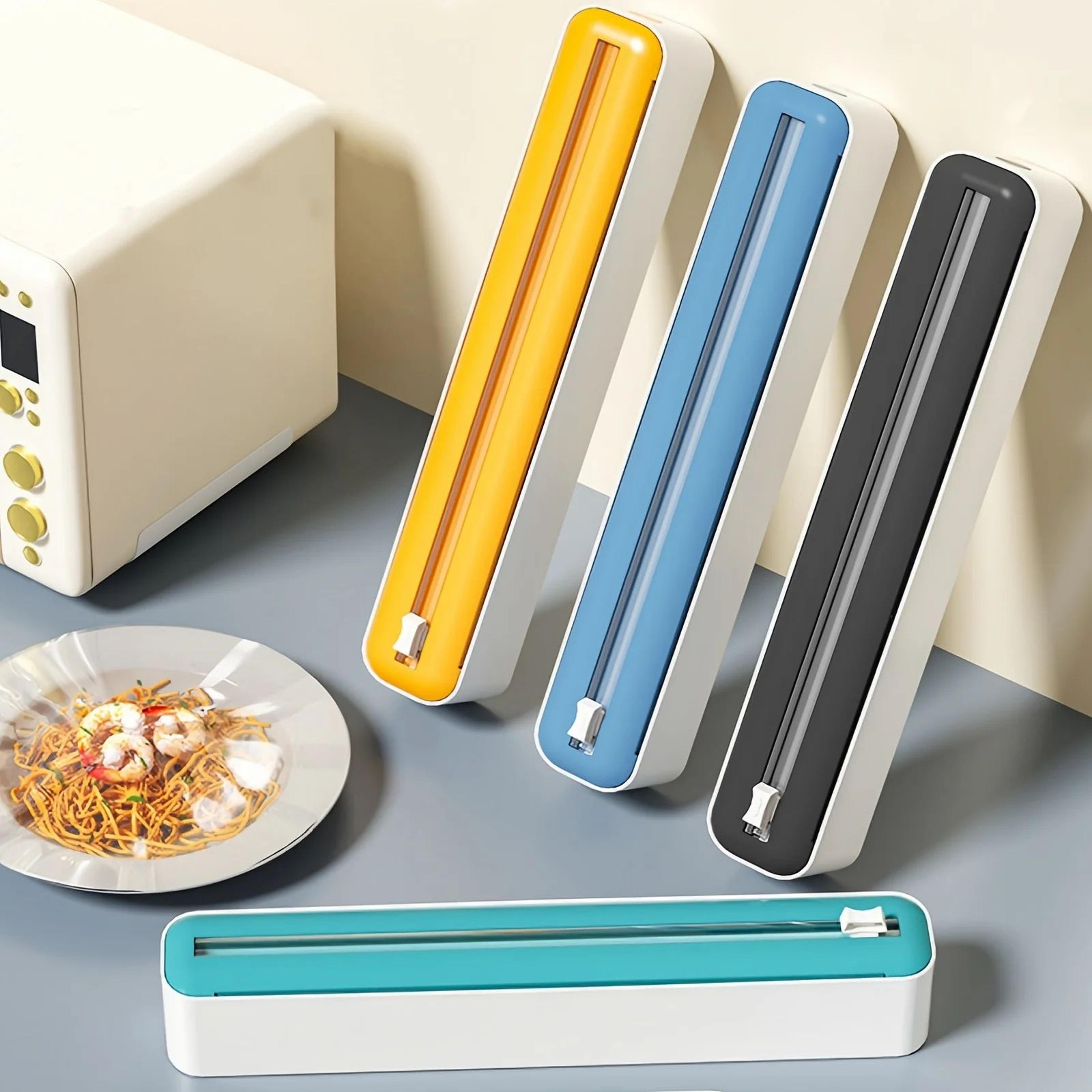 2in1 Plastic Wrap  Foil Dispenser  SuctionBase Kitchen Organizer With Slide Cutter 0