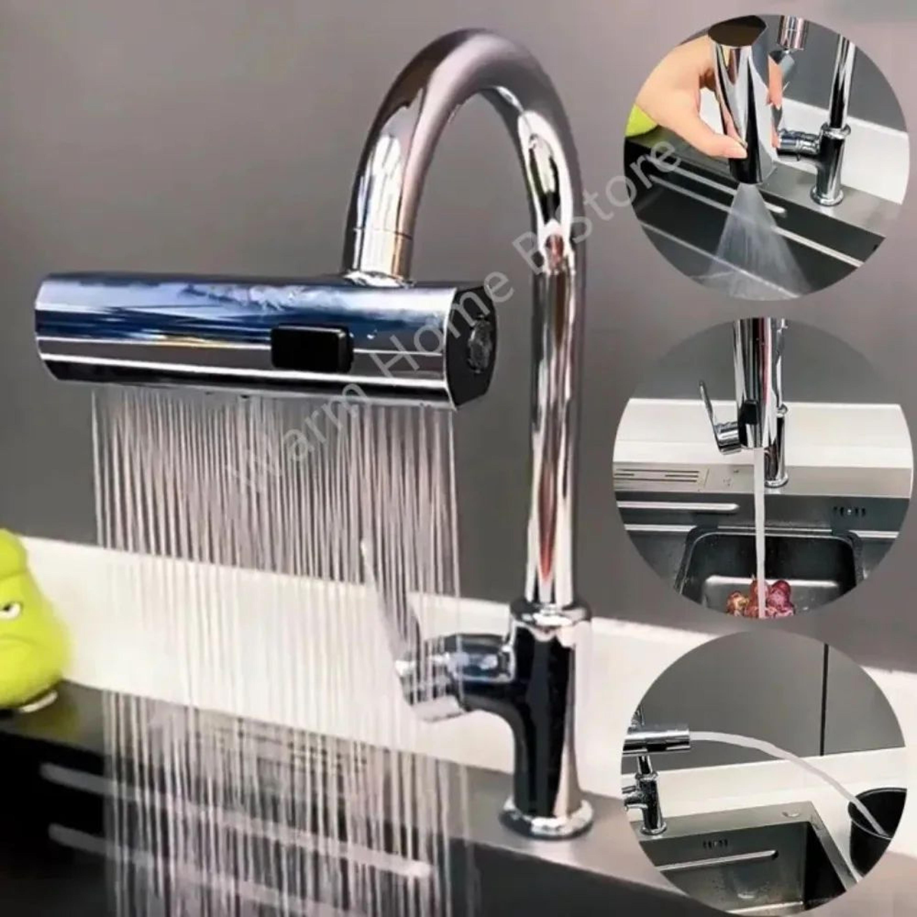 SmartFlow 360 Universal Kitchen Faucet Nozzle  Waterfall  SplashProof Rotating Tap Adapter 2