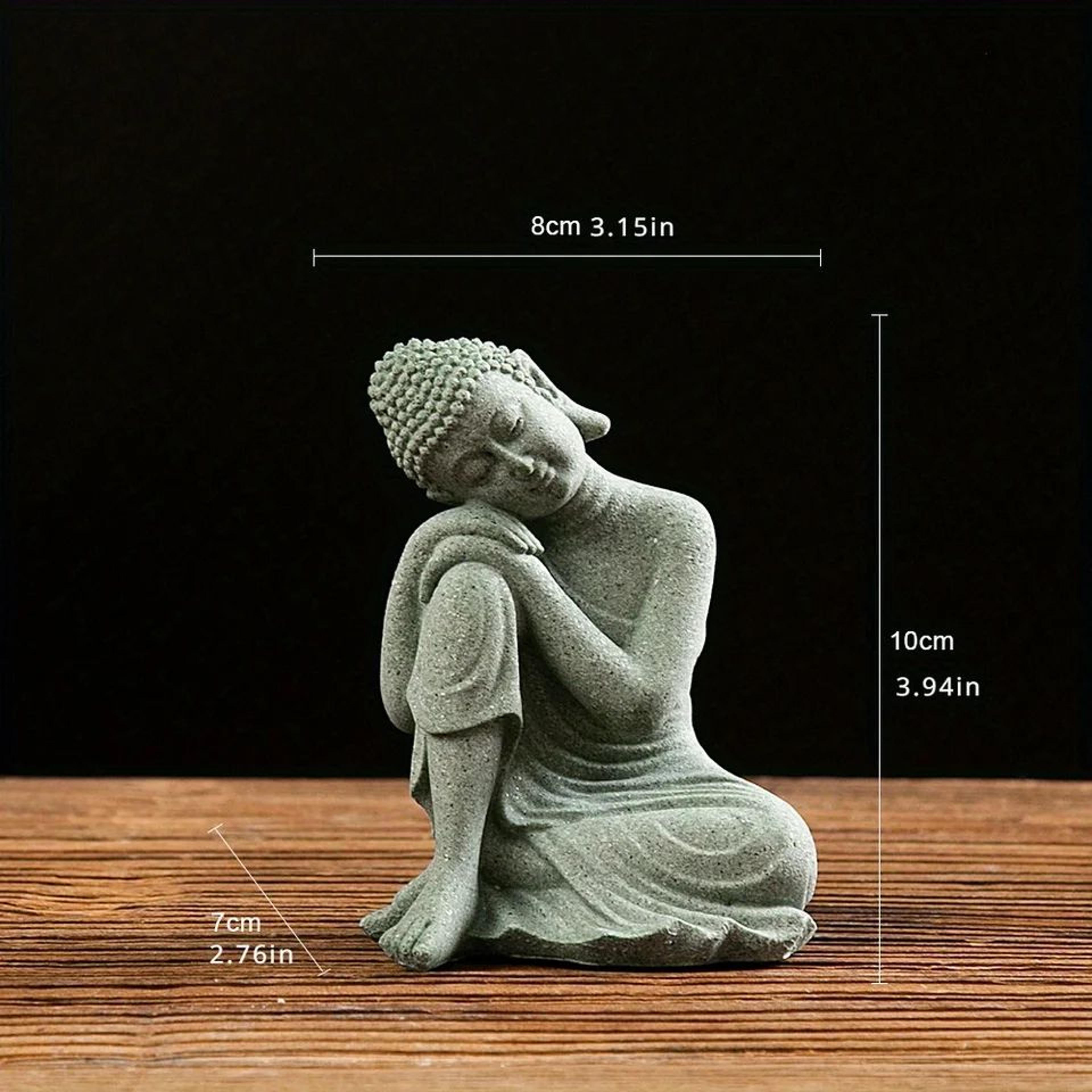 ZenSerenity Mini Buddha Aquarium Statue  Green Sandstone Zen Fish Tank Decor 4