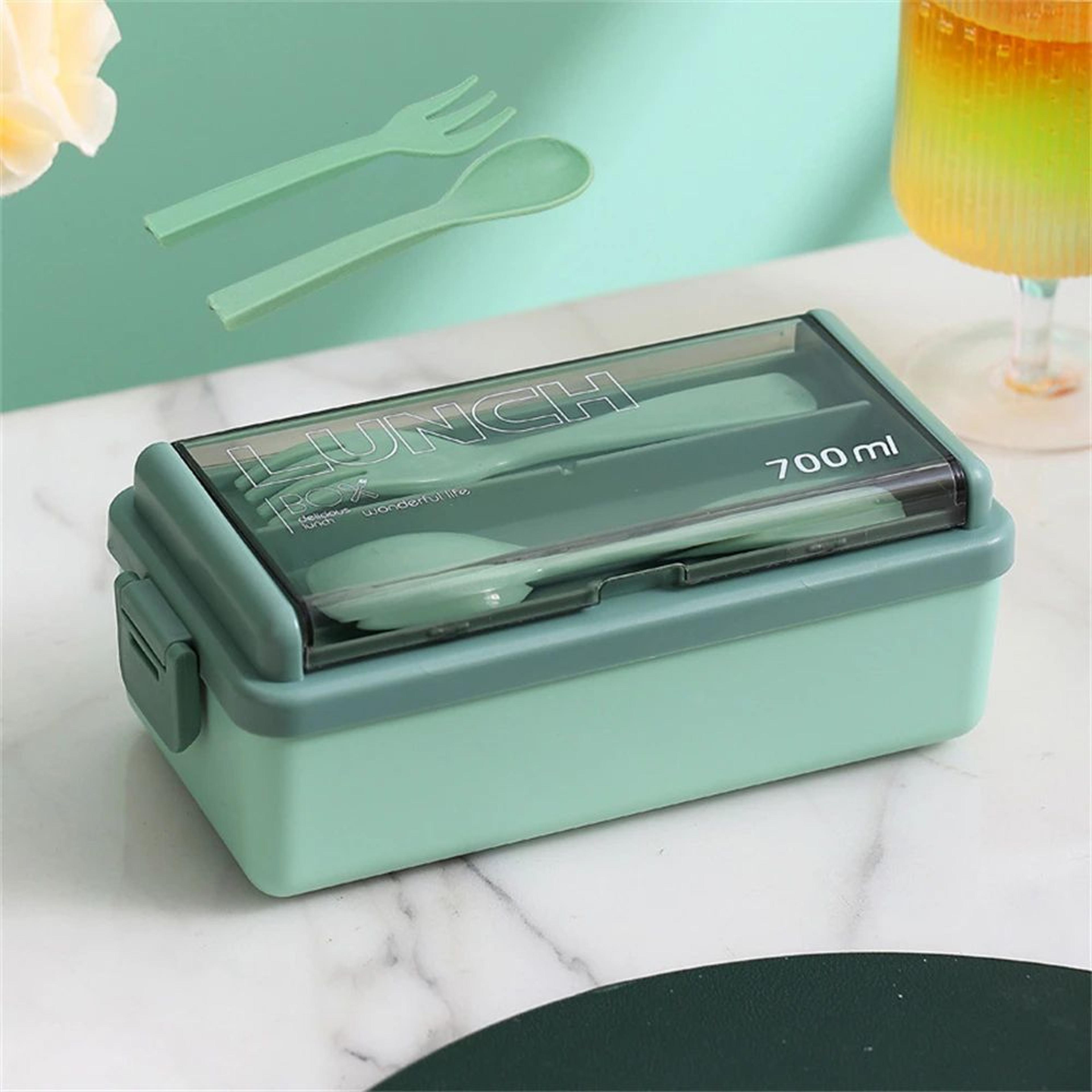 Premium DoubleLayer Portable Lunch Box Bento Set With Fork  Spoon  MicrowaveReady Kids  Family Food 6