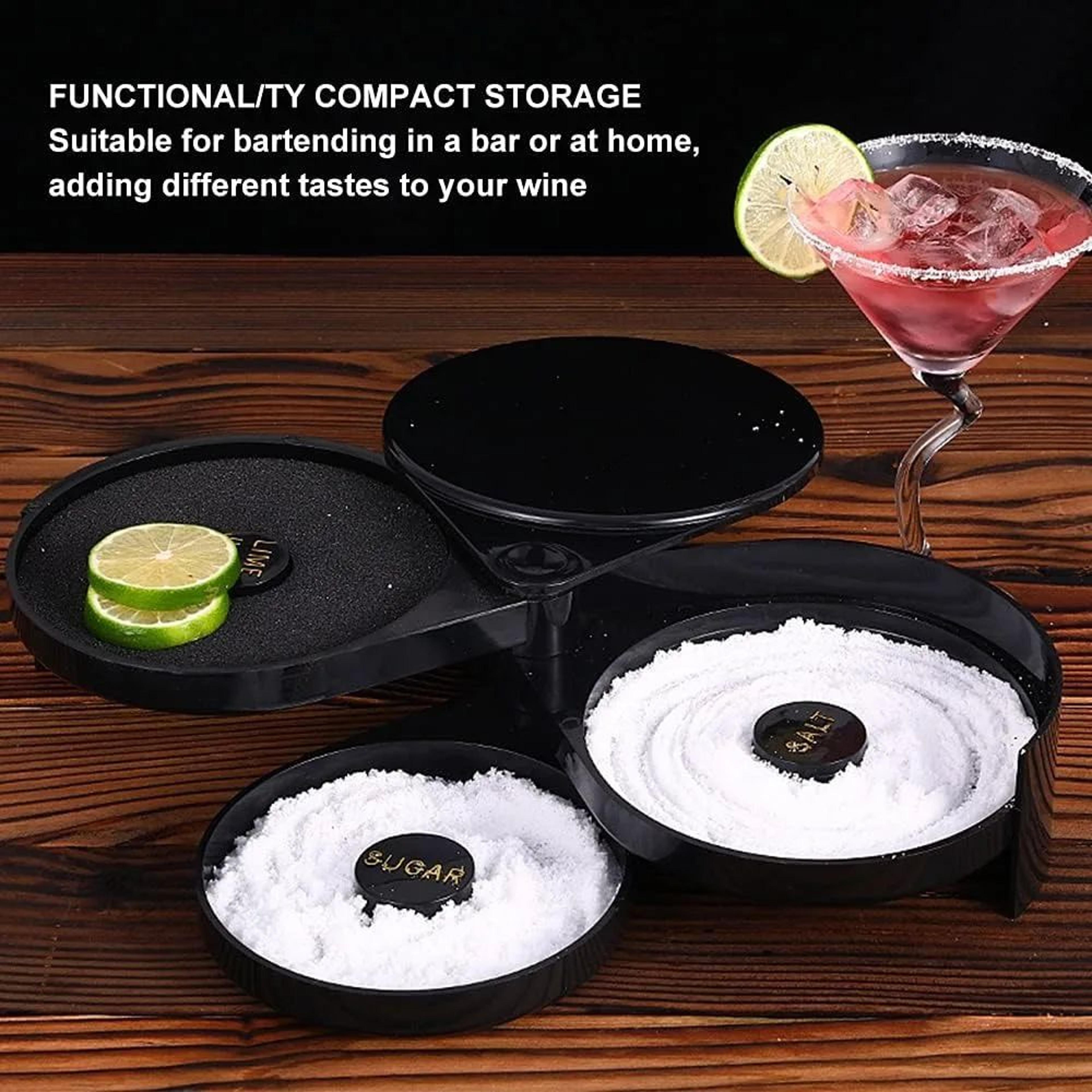 3Layer Rotating Bar Seasoning Station  Premium Cocktail Salt  Sugar Rimmer Box 5
