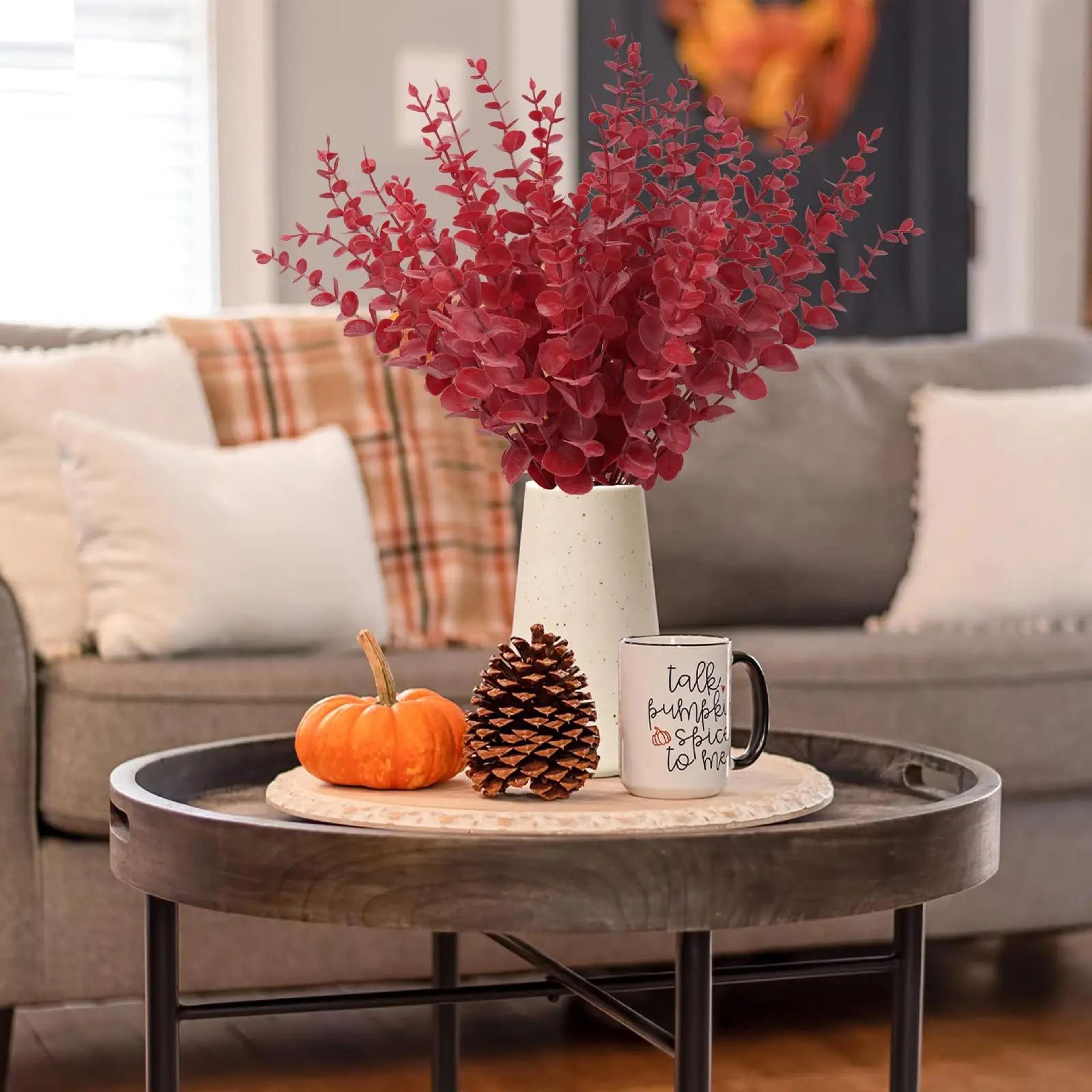 Red Eucalyptus Faux Stems  Lifelike Decorative Branches For Home Event  Holiday Floral Designs 2