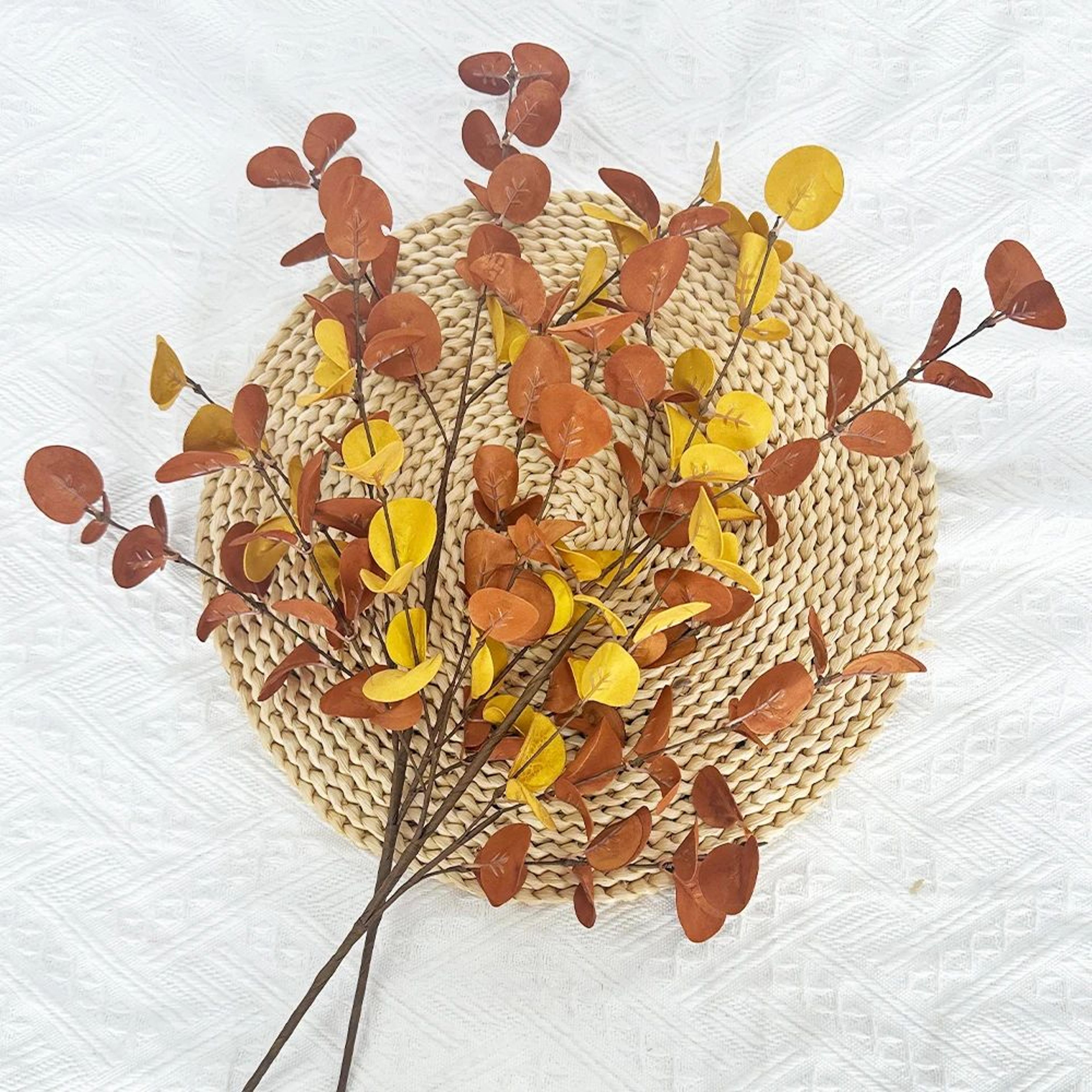 Autumn Eucalyptus Artificial Branch Set  Realistic Fall Home Decor Stems For Tables  Walls 5