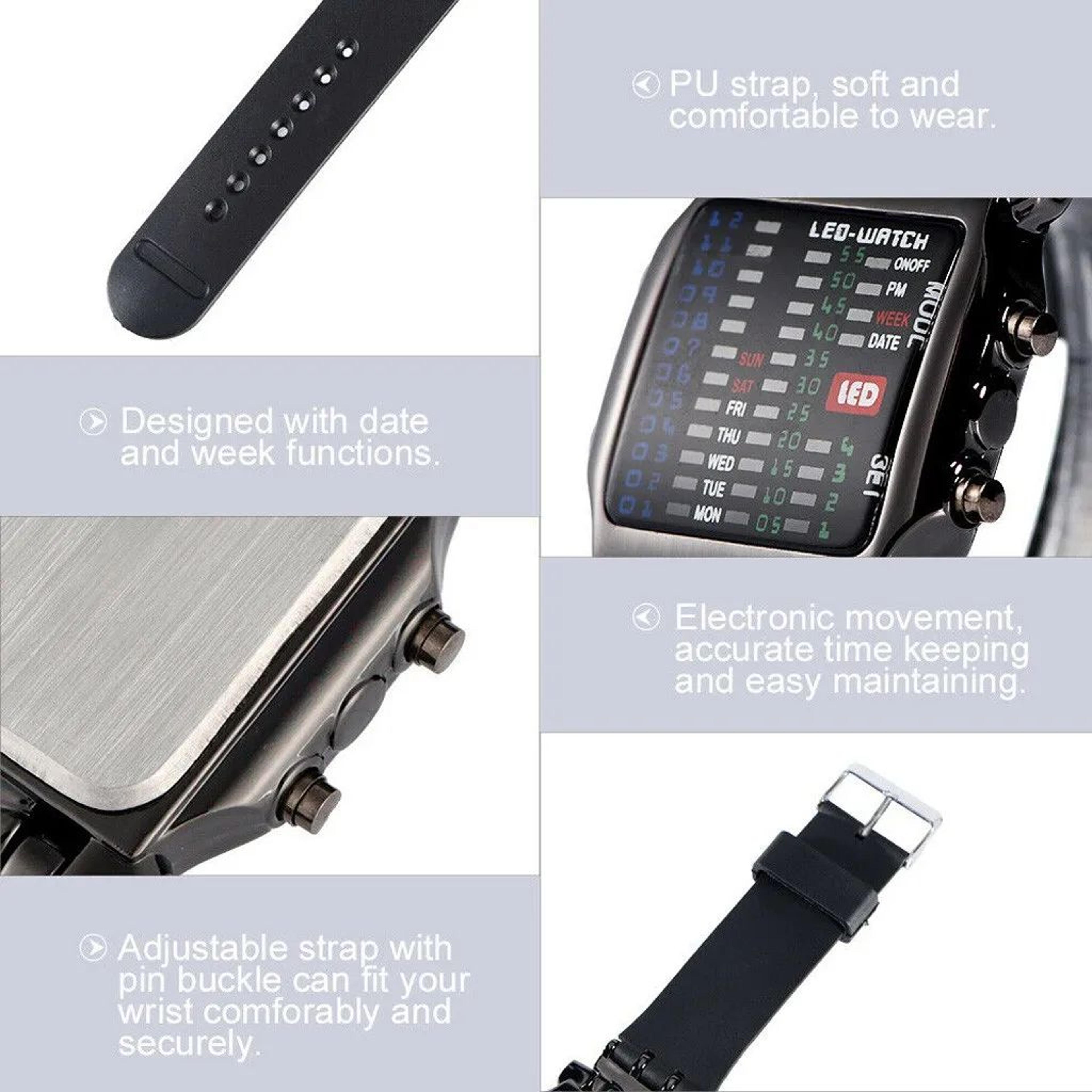 Crab Binary LED Watch For Men  Creative Waterproof Digital Timepiece 2
