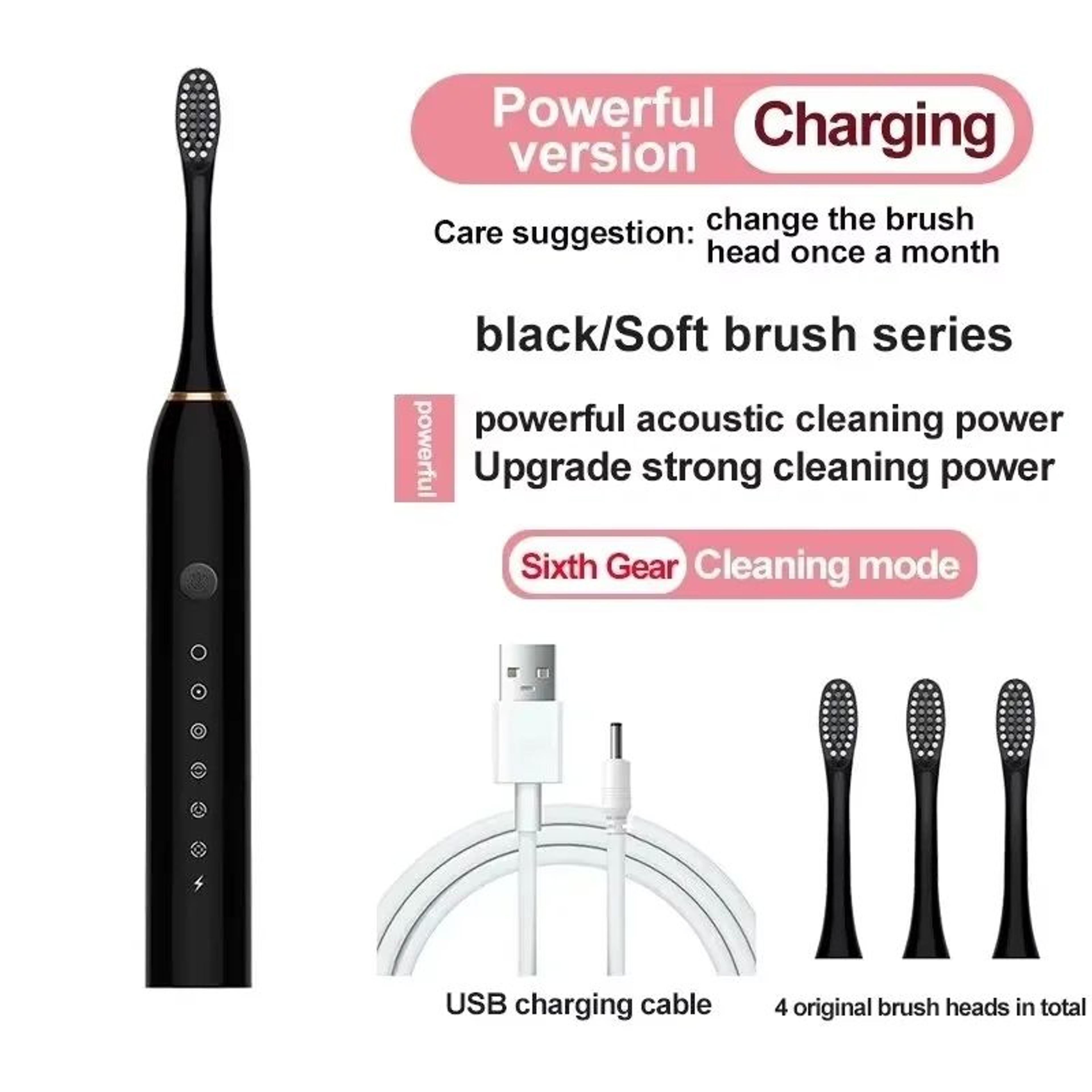 Premium Universal Rechargeable SixSpeed Automatic Electric Toothbrush  Gentle Soft Bristle Care For 8