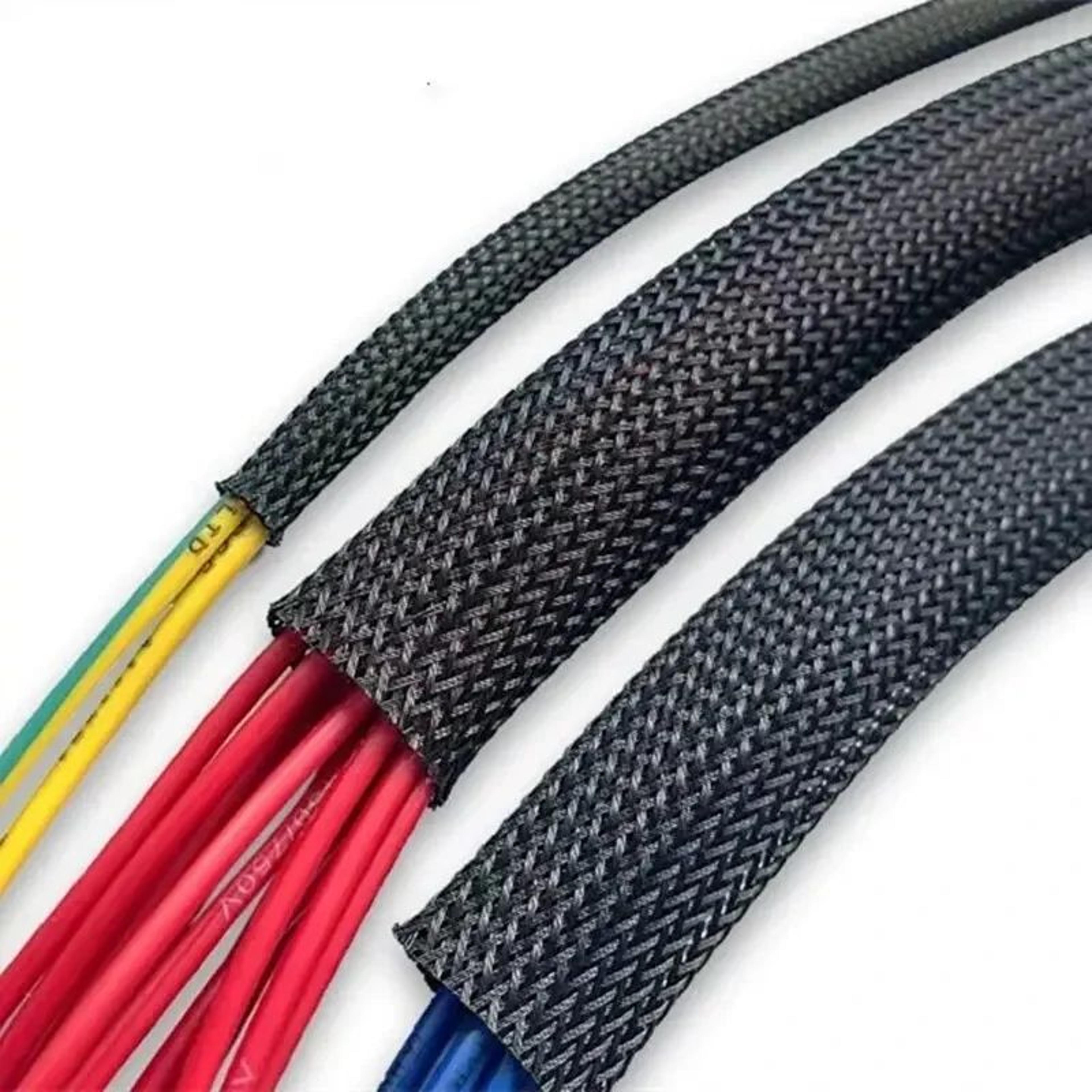 3M Expandable Braided Cable Sleeve 19 Mm  Black PET Wire Protection  Cable Management Tubing 0