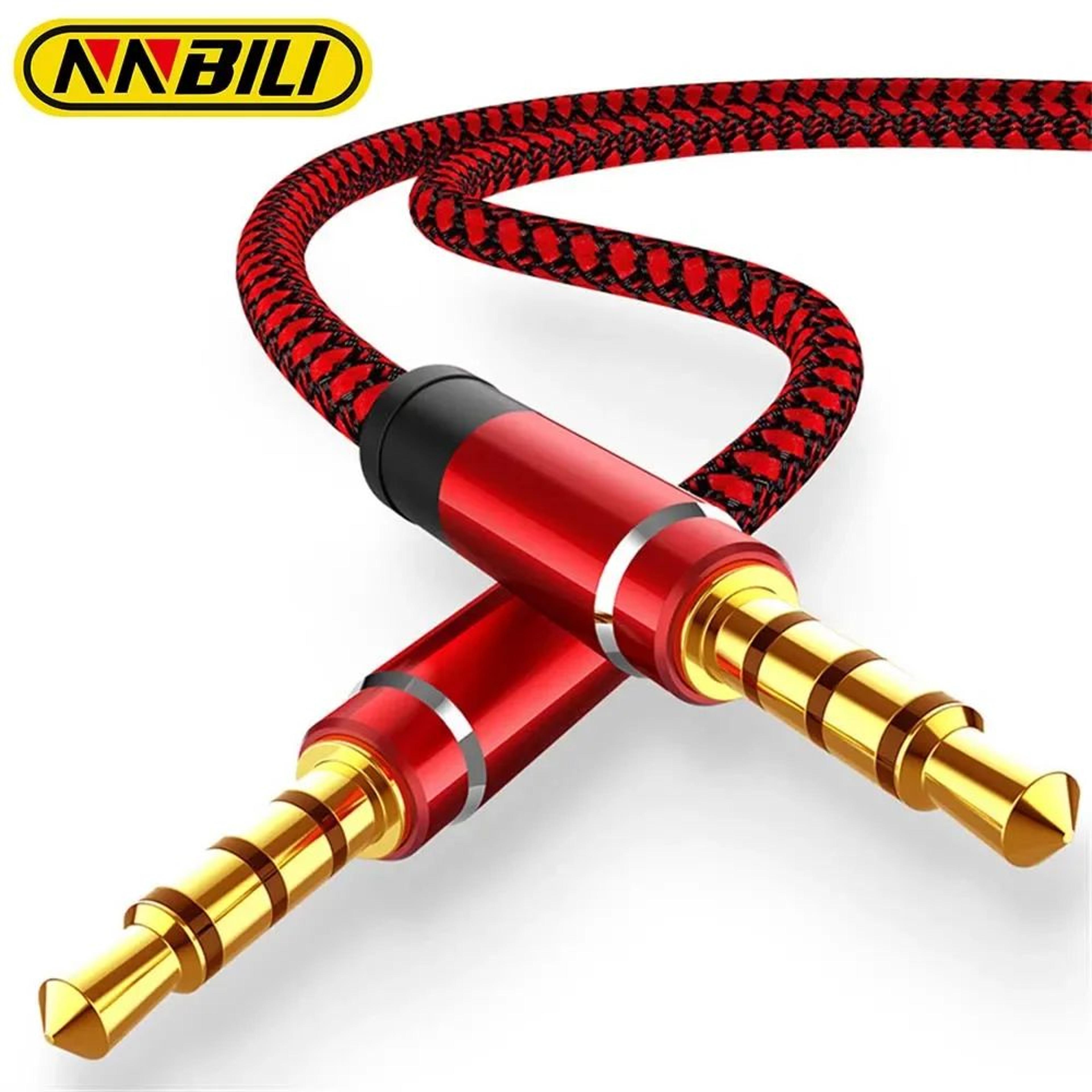 NNBILI Nylon Braided 35mm AUX Audio Cable For Car Phone  Speakers 0