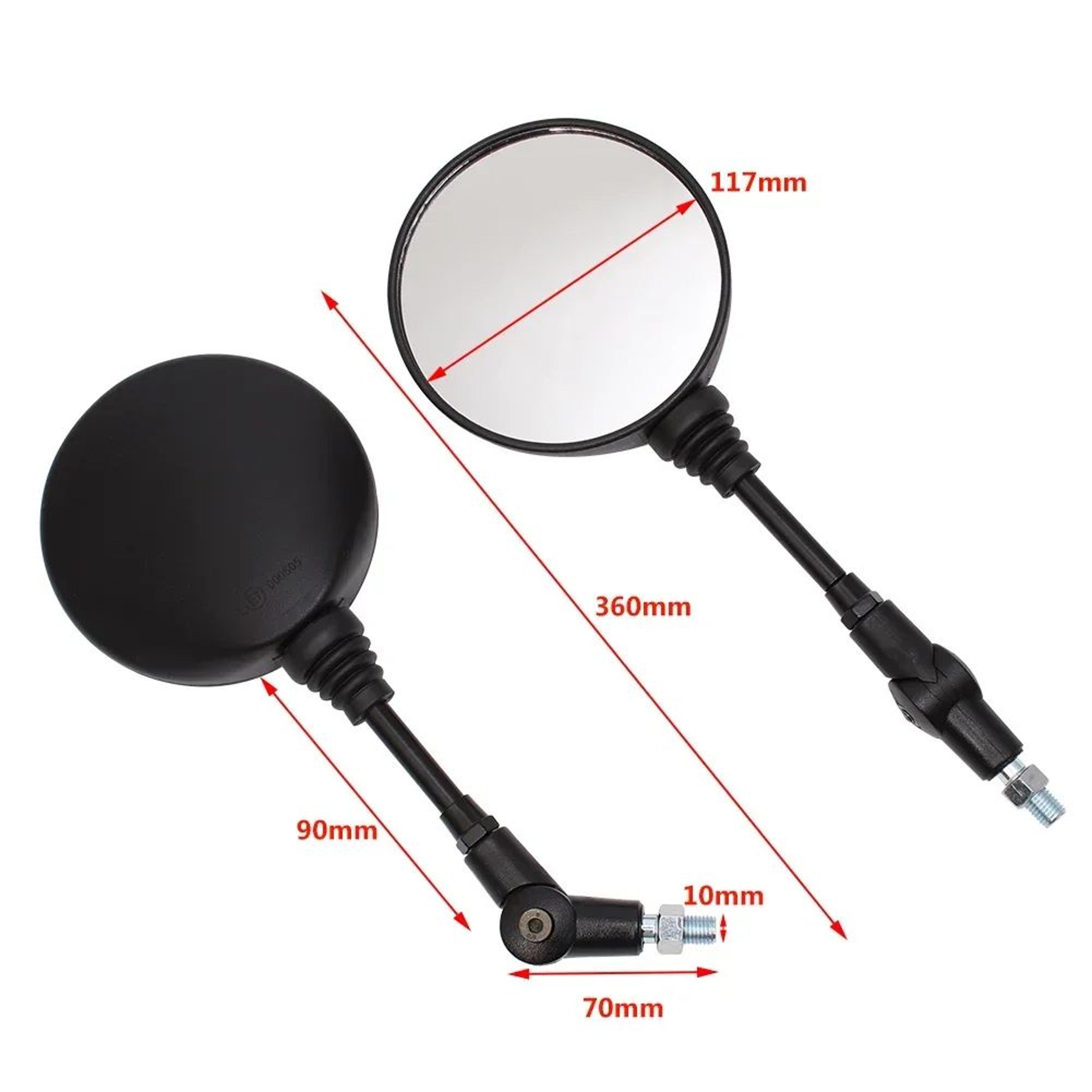 Universal 10mm Folding Motorcycle Side Mirror  AntiFall Round Rearview Black 1