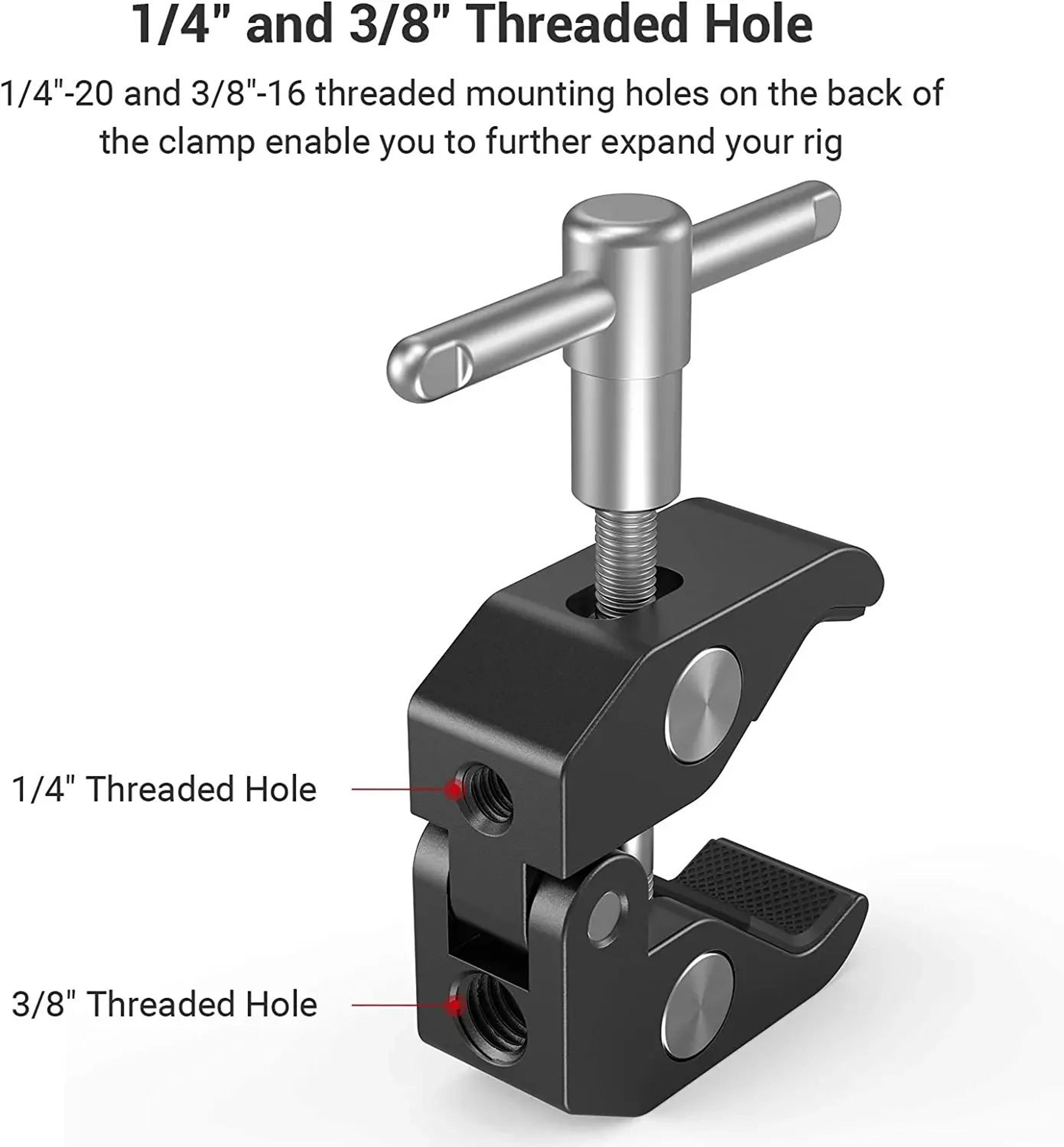 FlexMount Pro Double Ball Head Clamp  Adjustable Camera Clamp Mount With 14 Screw For Monitor LED L 2