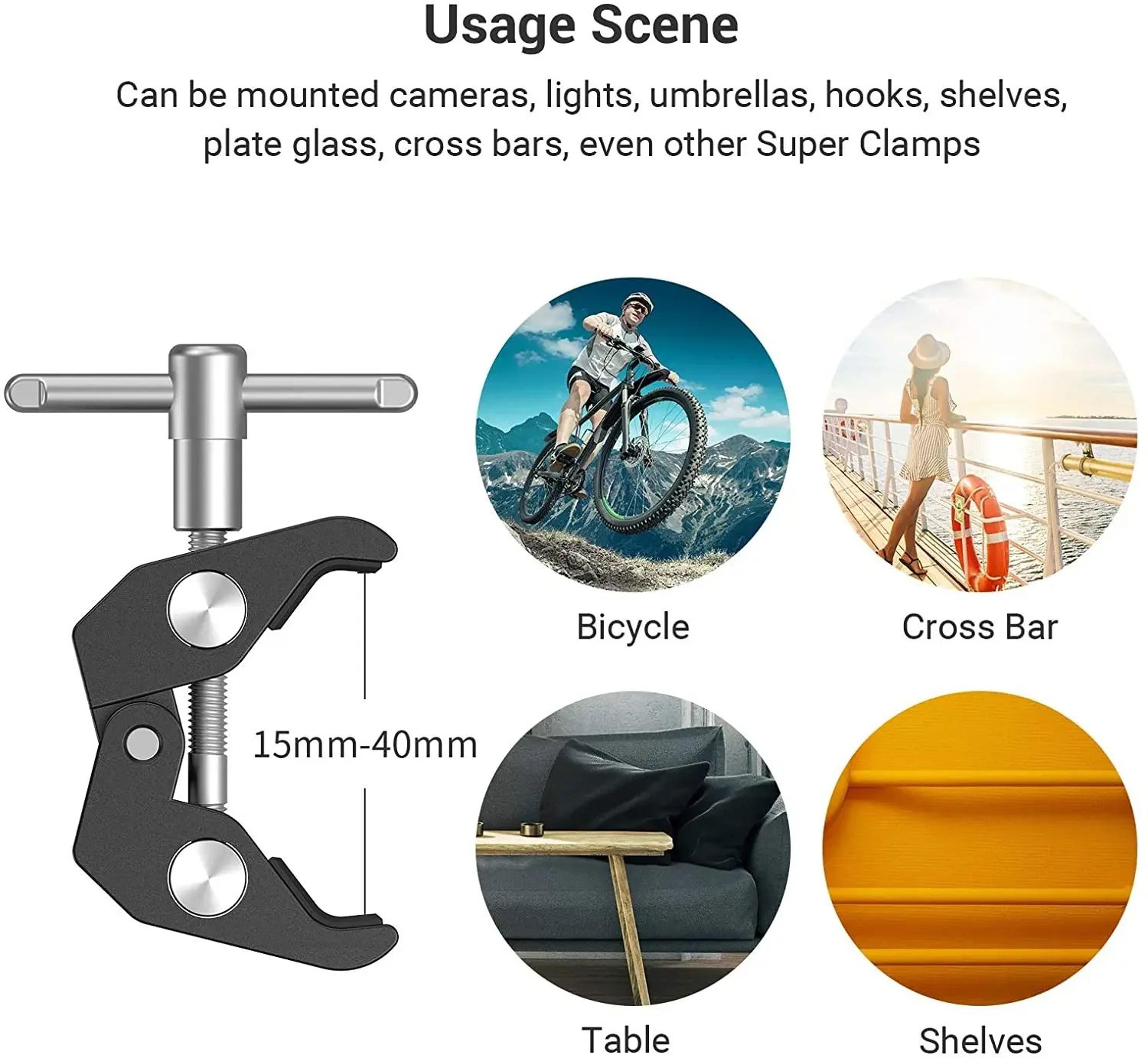 FlexMount Pro Double Ball Head Clamp  Adjustable Camera Clamp Mount With 14 Screw For Monitor LED L 5