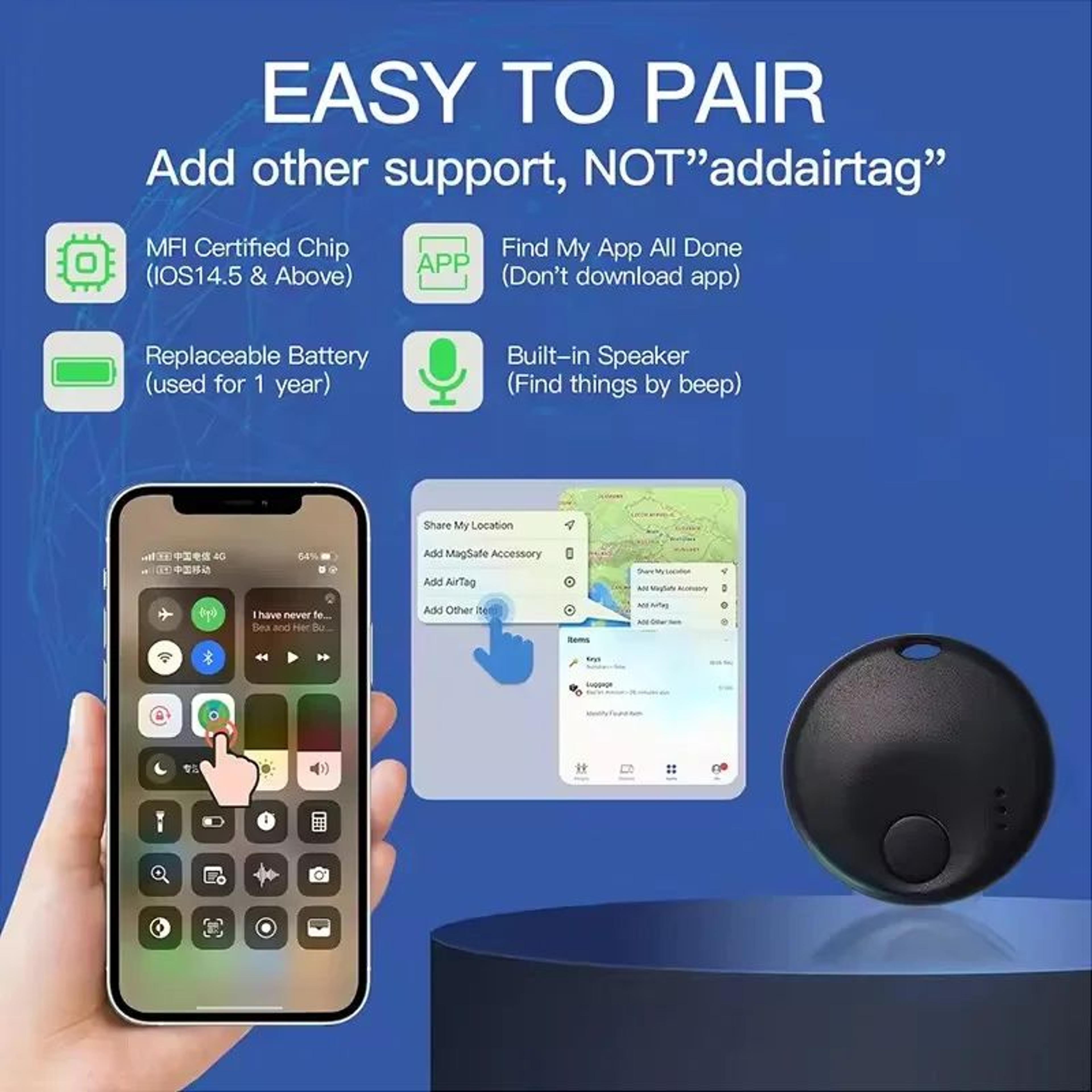 Mini Smart Bluetooth Tracker For Apple Find My  IOS Key Luggage  Backpack Locator 2