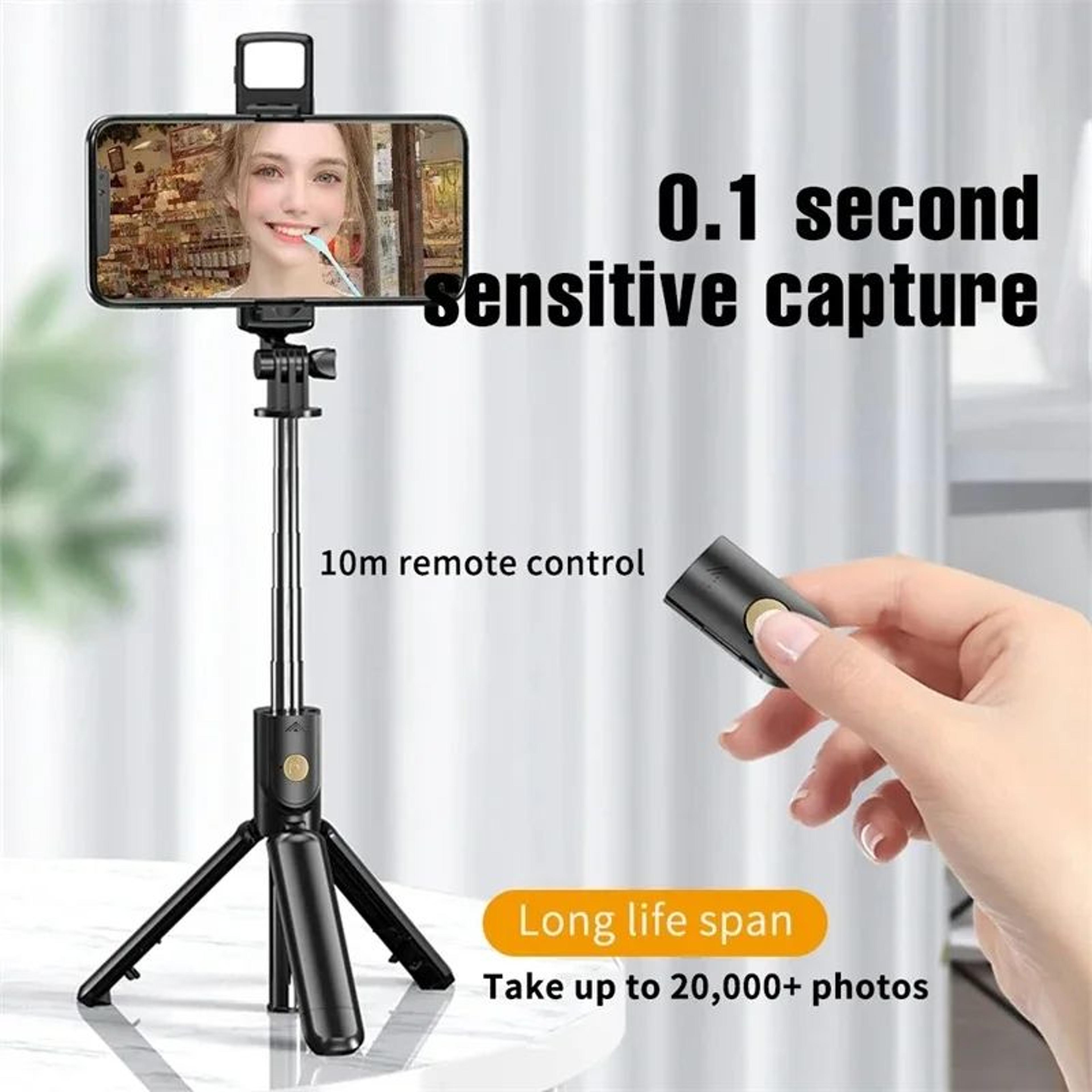 SmartGlow Wireless Bluetooth Selfie Stick Tripod With LED Light  Remote 2