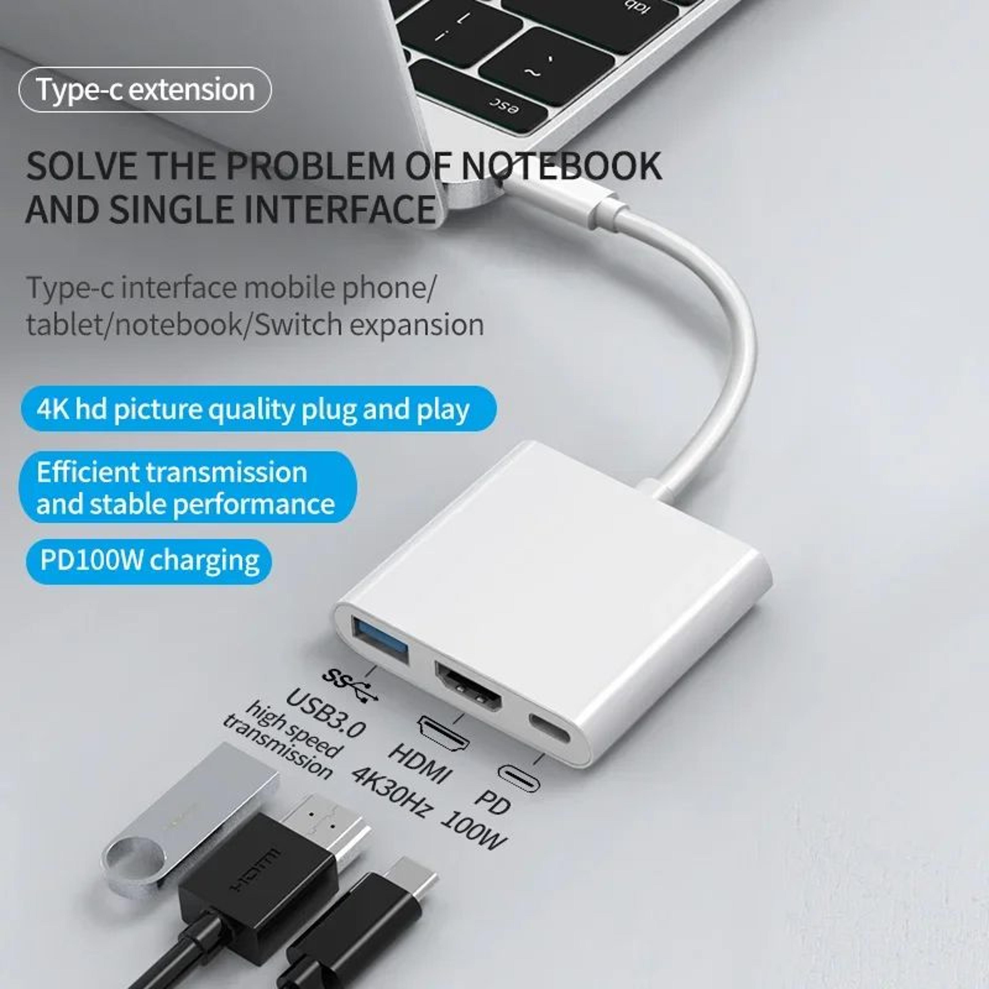 3in1 USBC Hub With 4K HDMI 100W PD Fast Charging  USB 30 1