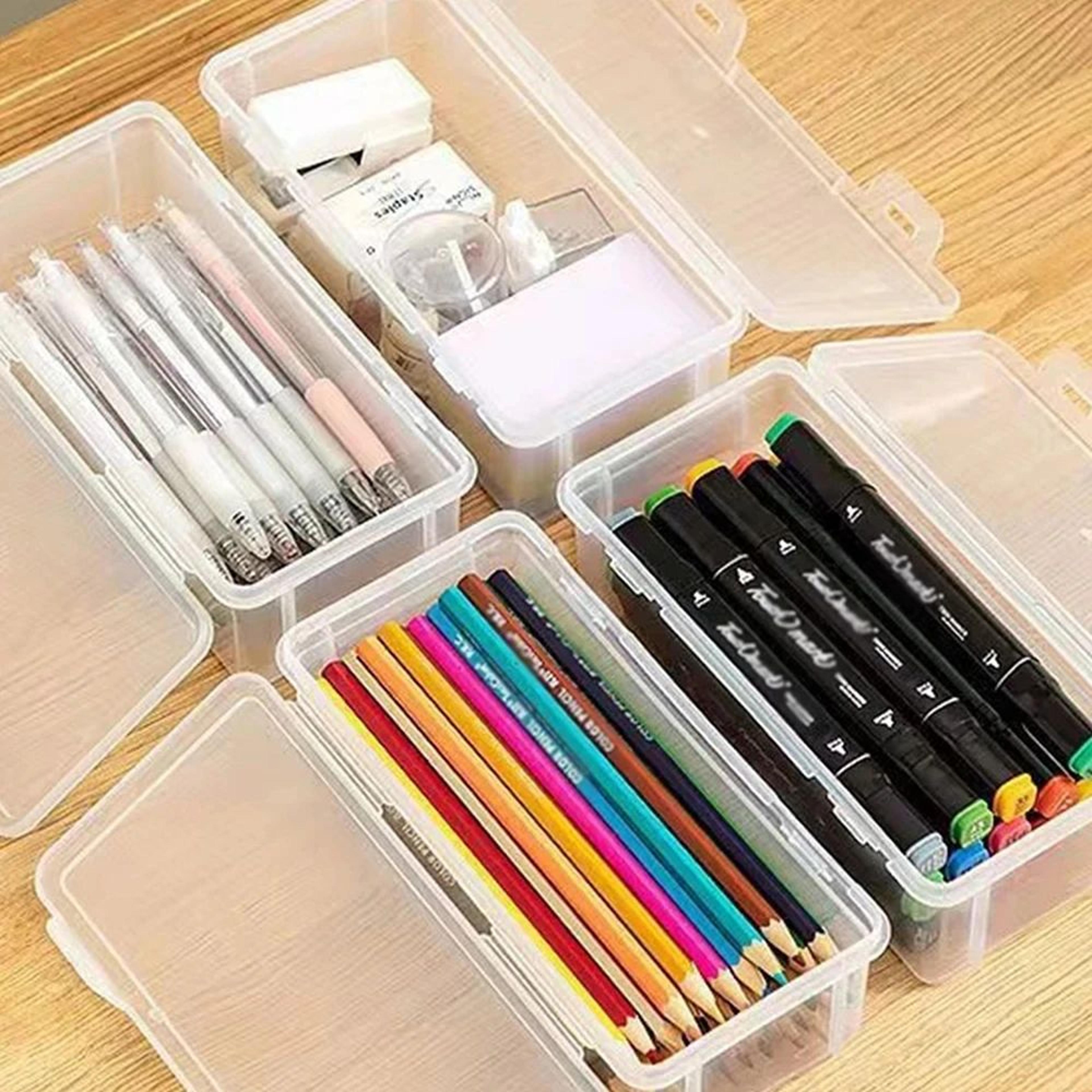 Large Capacity Translucent Plastic Pencil Case Organizer Set 3