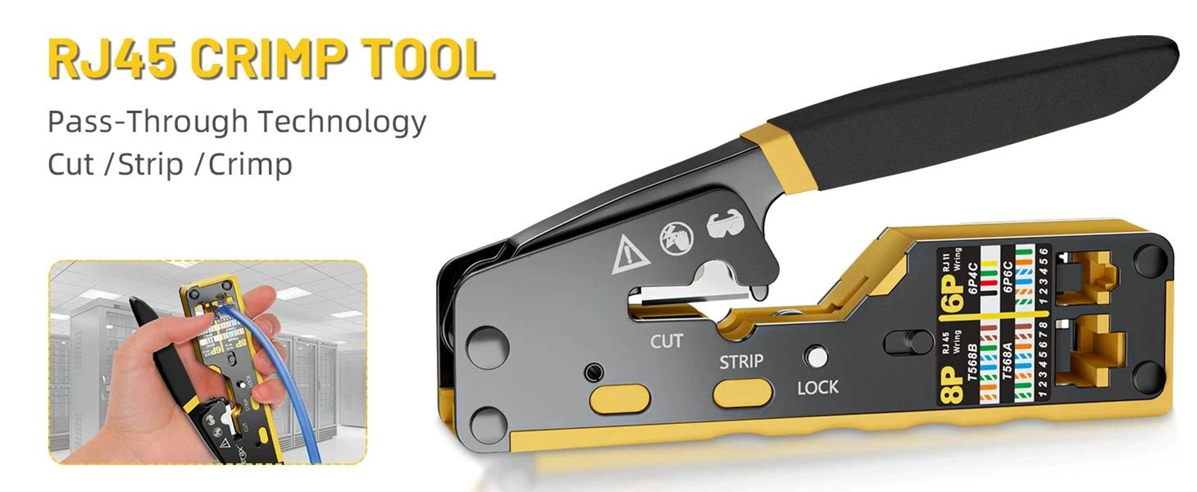 Professional PassThrough RJ45 Ethernet Crimping Tool For Cat5Cat5eCat6 10