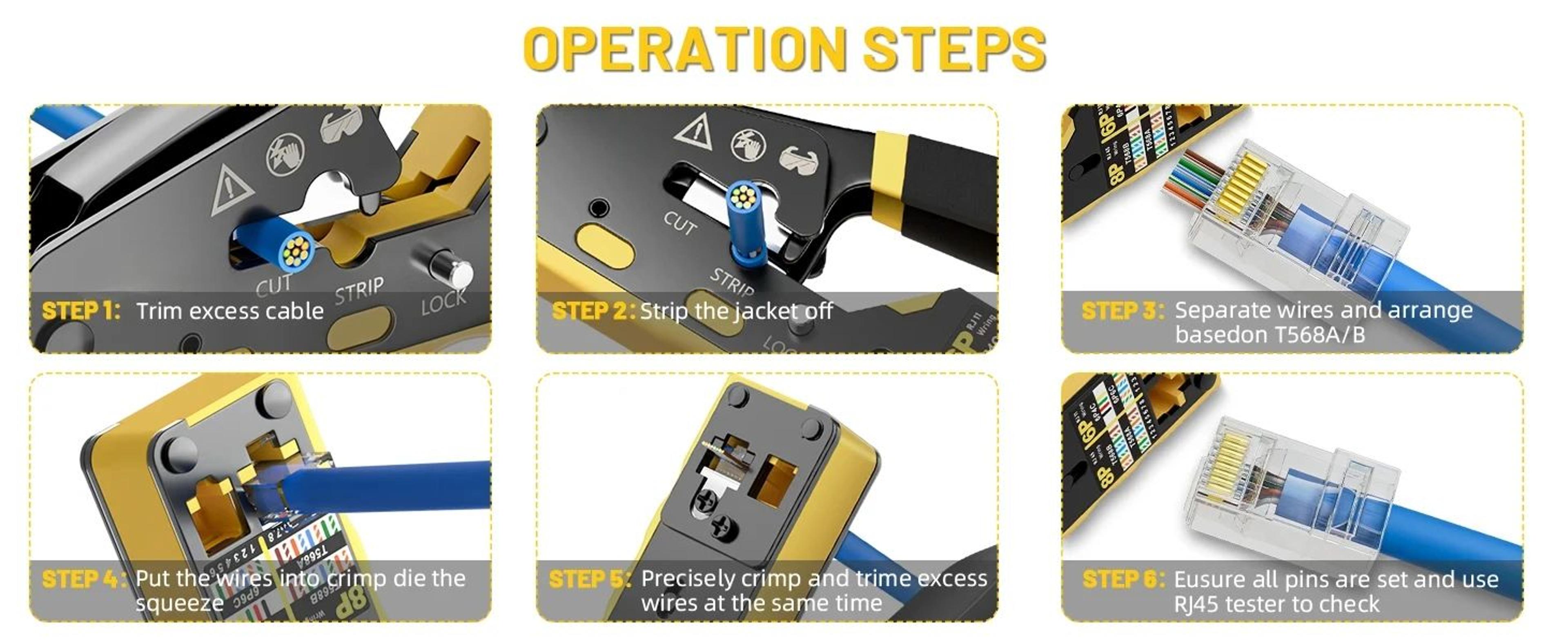 Professional PassThrough RJ45 Ethernet Crimping Tool For Cat5Cat5eCat6 12