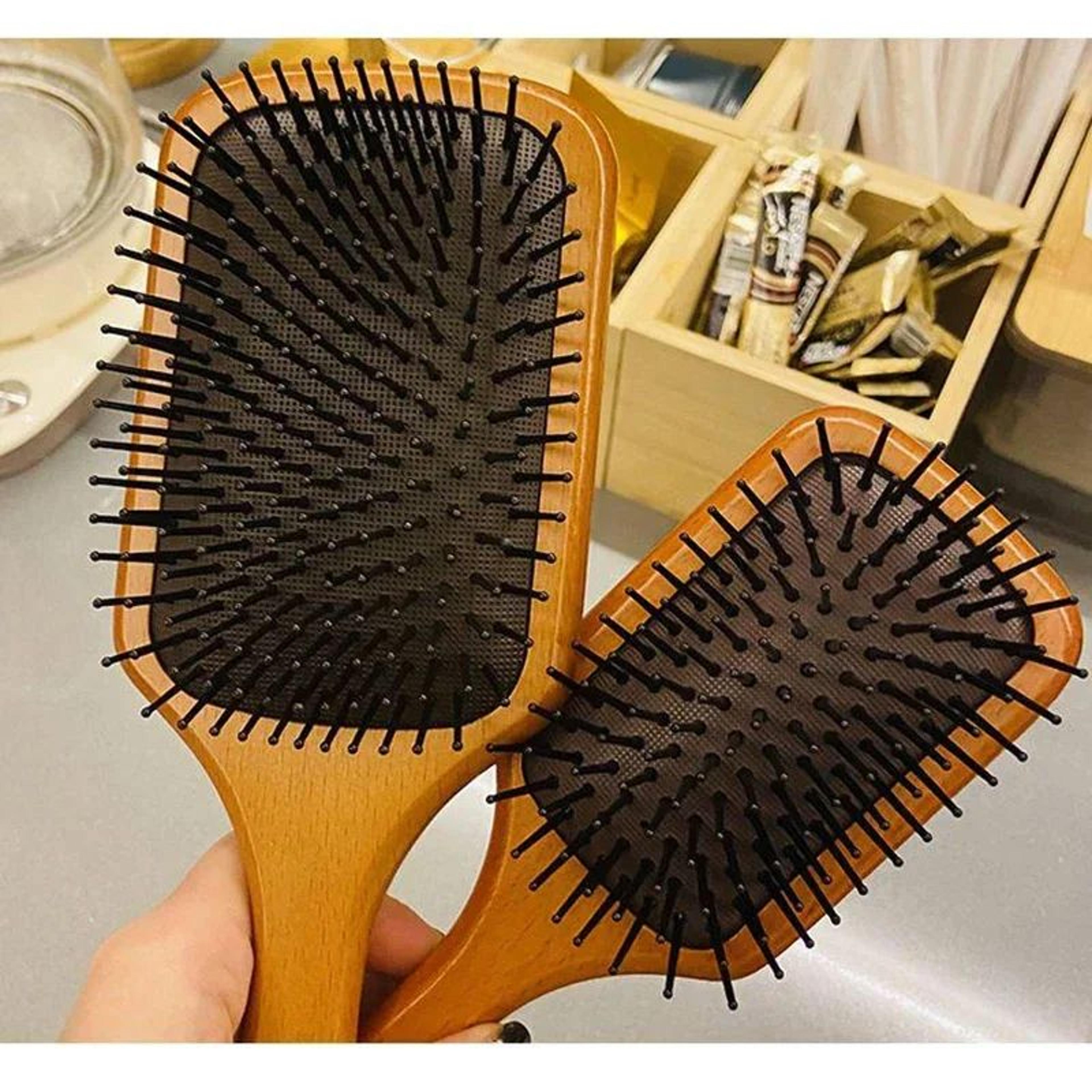Wooden Air Cushion Scalp Massage Comb For Curly Hair  Hair Loss Care 5