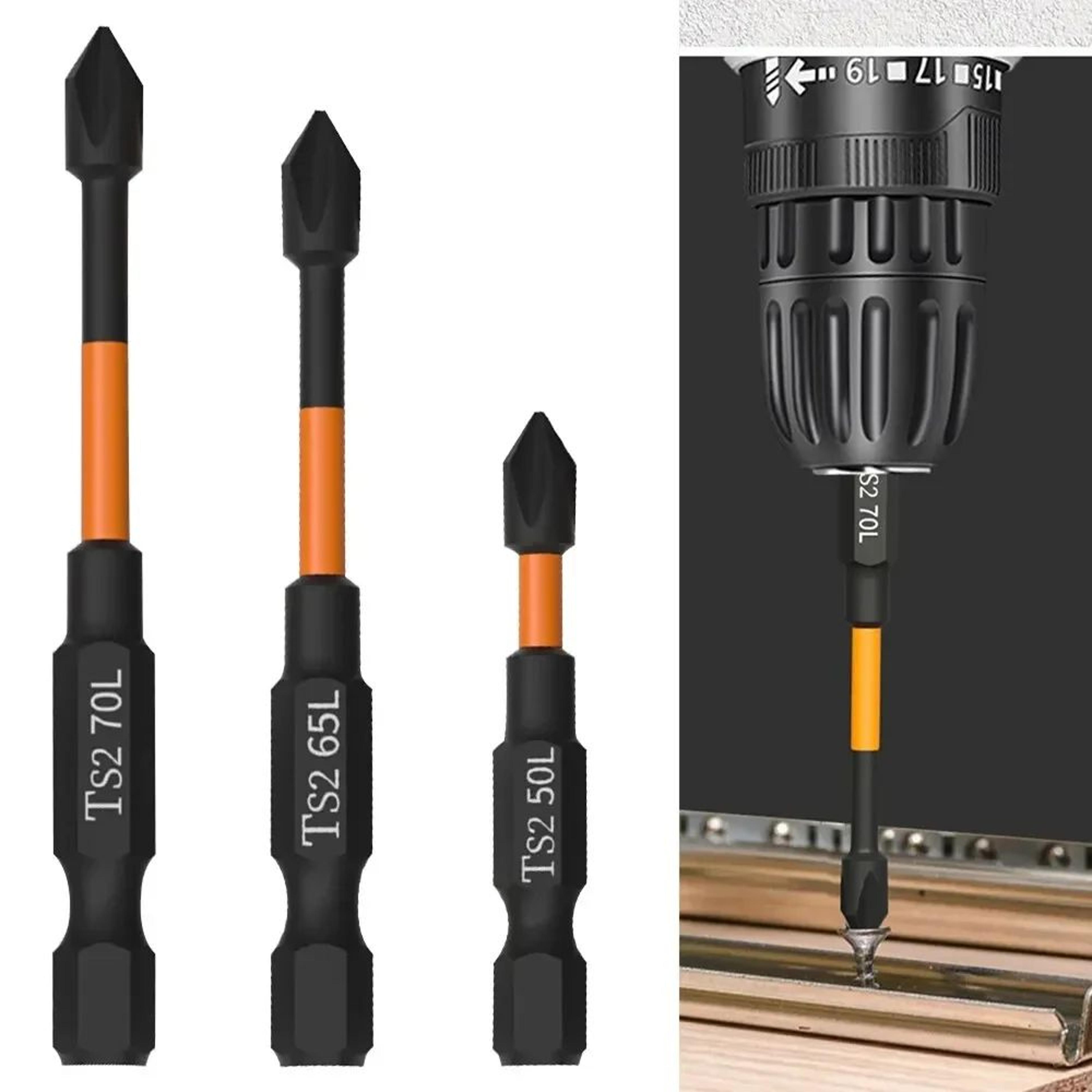 3Piece Magnetic Impact Screwdriver Bit Set For Electric Drills 0