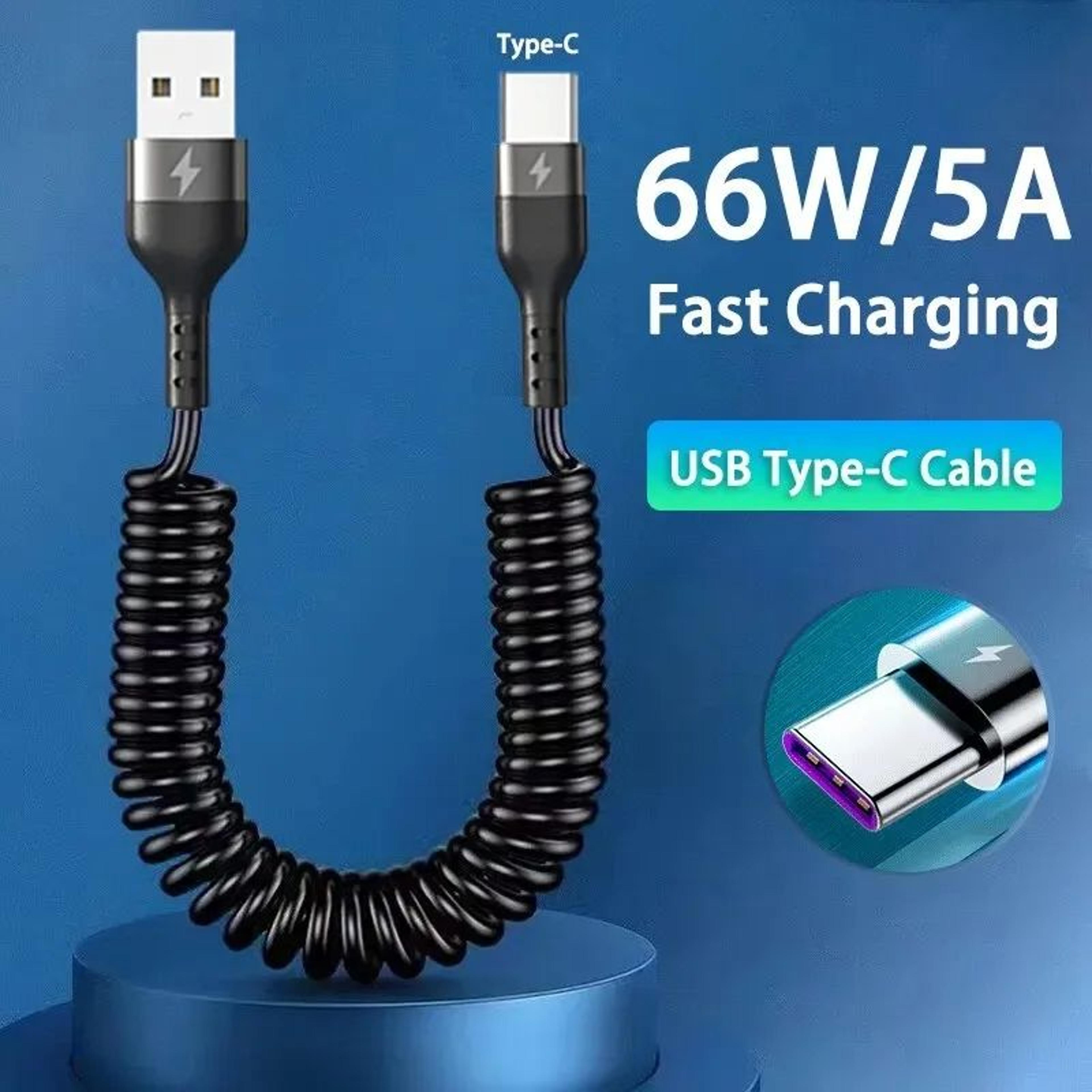 66W Fast Charging USBC Car Cable  Retractable TypeC To TypeC Power Cord For IPhone  Android 0
