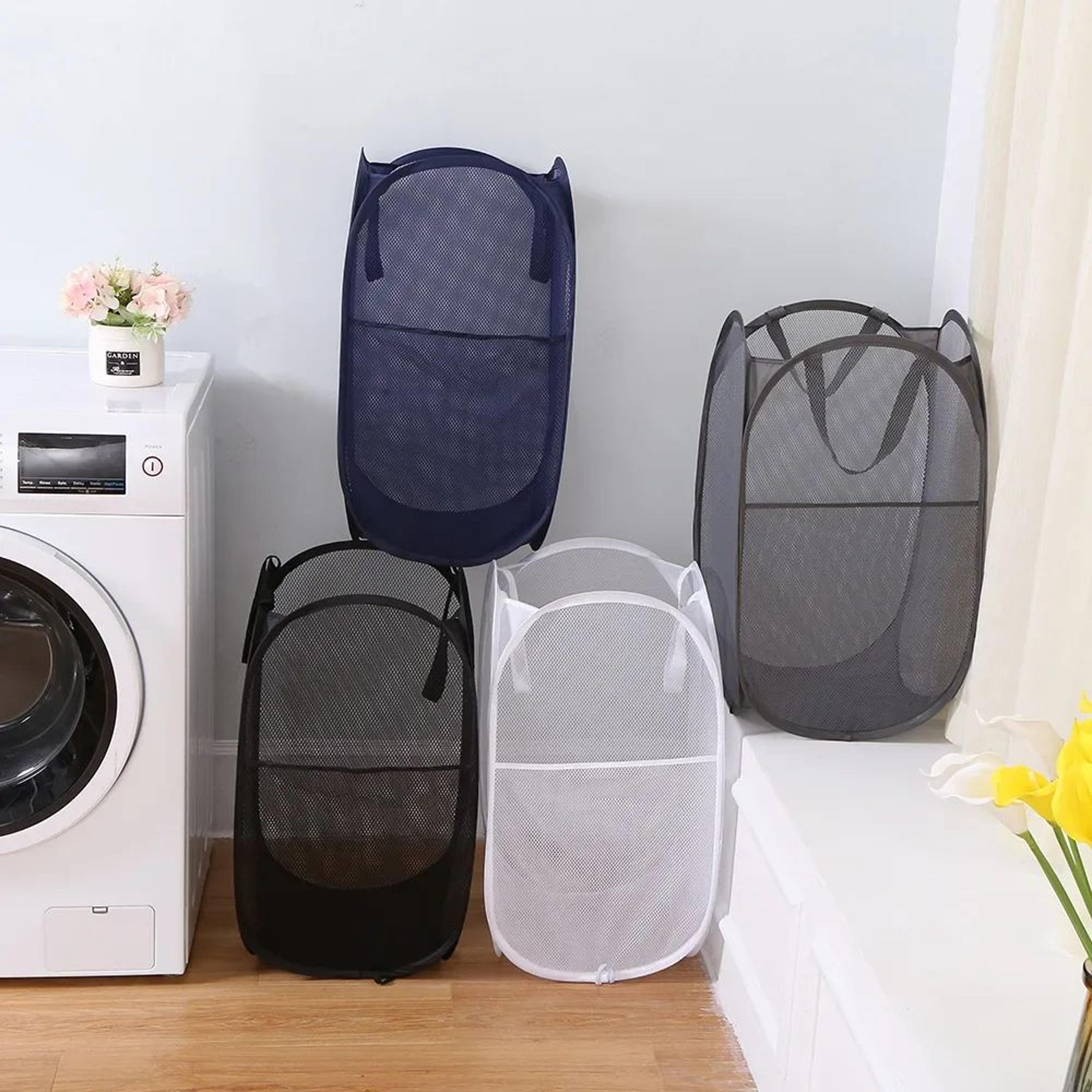 Large Capacity Foldable Laundry Hamper  Breathable Mesh Dirty Clothes Basket For Home  Travel 4