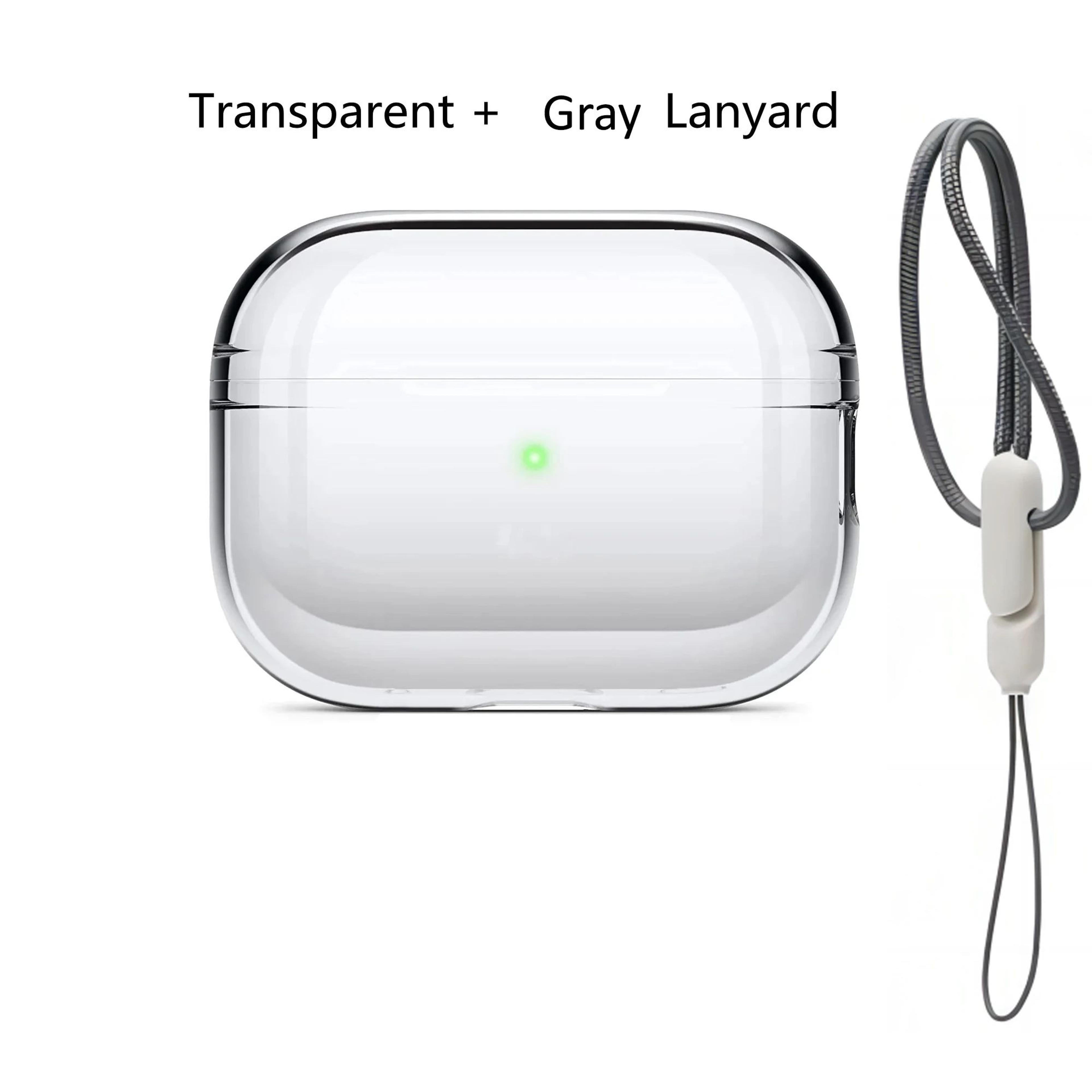 Clear Transparent AirPods Pro 2 Protective Case With Lanyard  Shockproof Soft TPU Cover 12