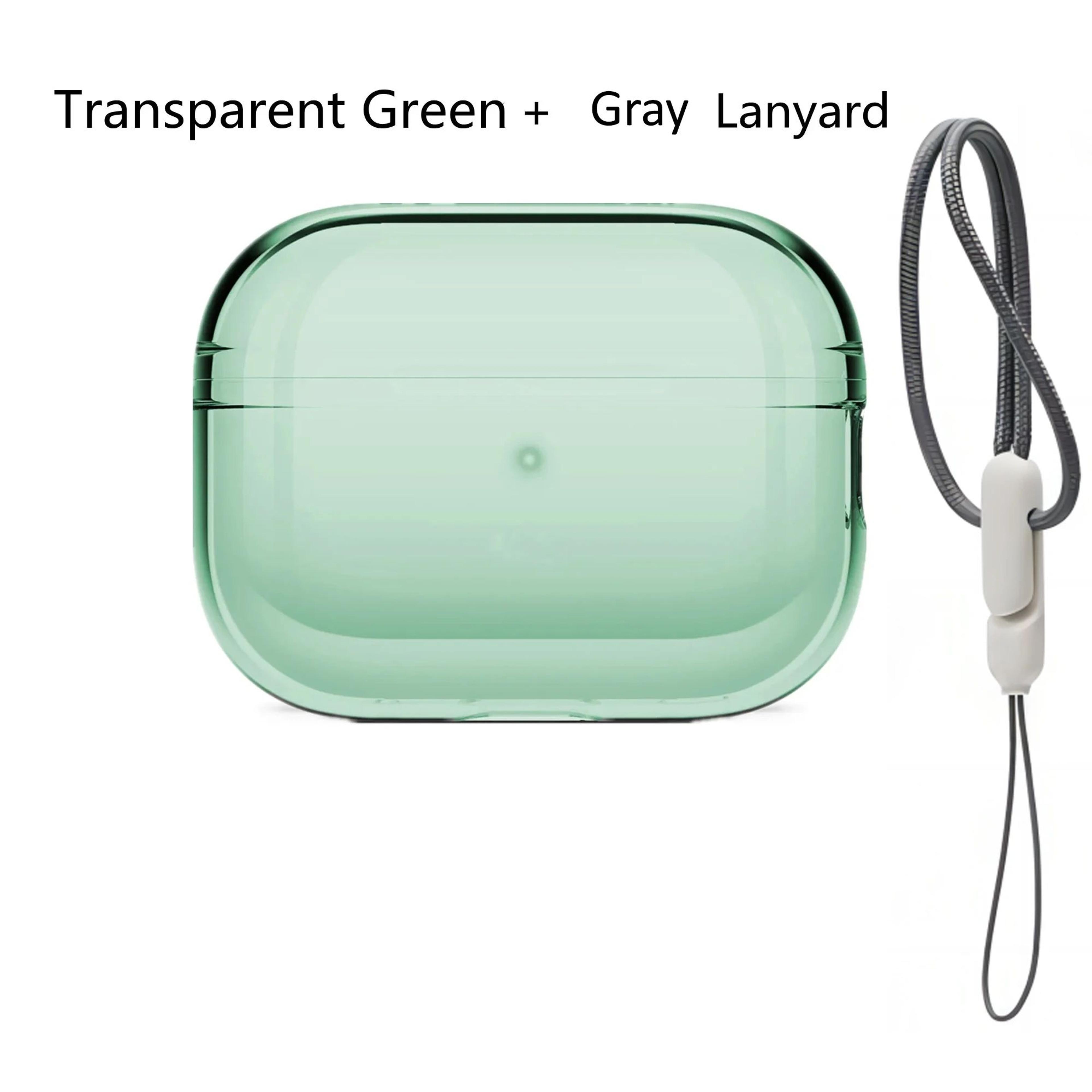 Clear Transparent AirPods Pro 2 Protective Case With Lanyard  Shockproof Soft TPU Cover 14