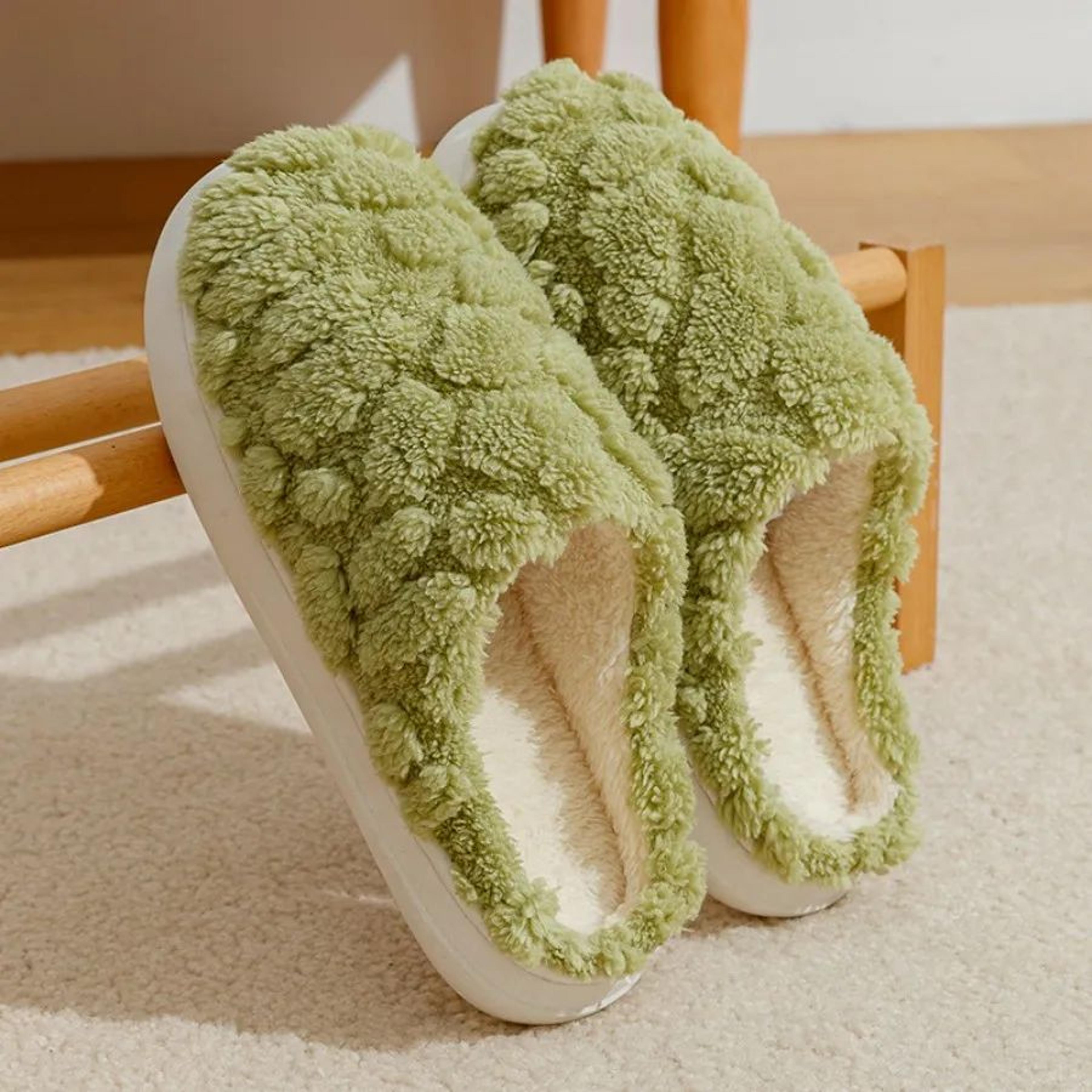 Warm Cotton House Slippers For Women  Couples  Soft Fluffy Indoor Flat Shoes 6