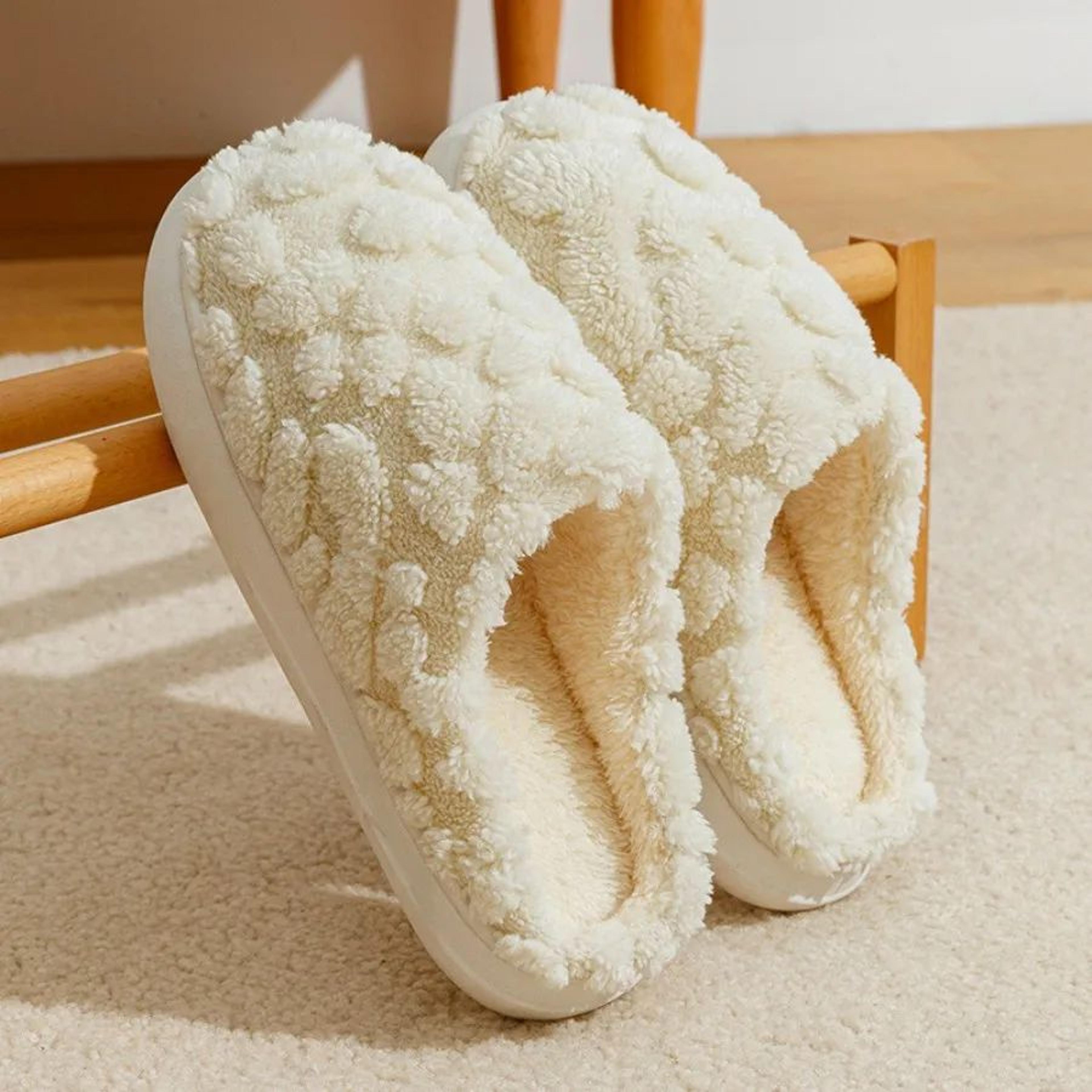 Warm Cotton House Slippers For Women  Couples  Soft Fluffy Indoor Flat Shoes 8