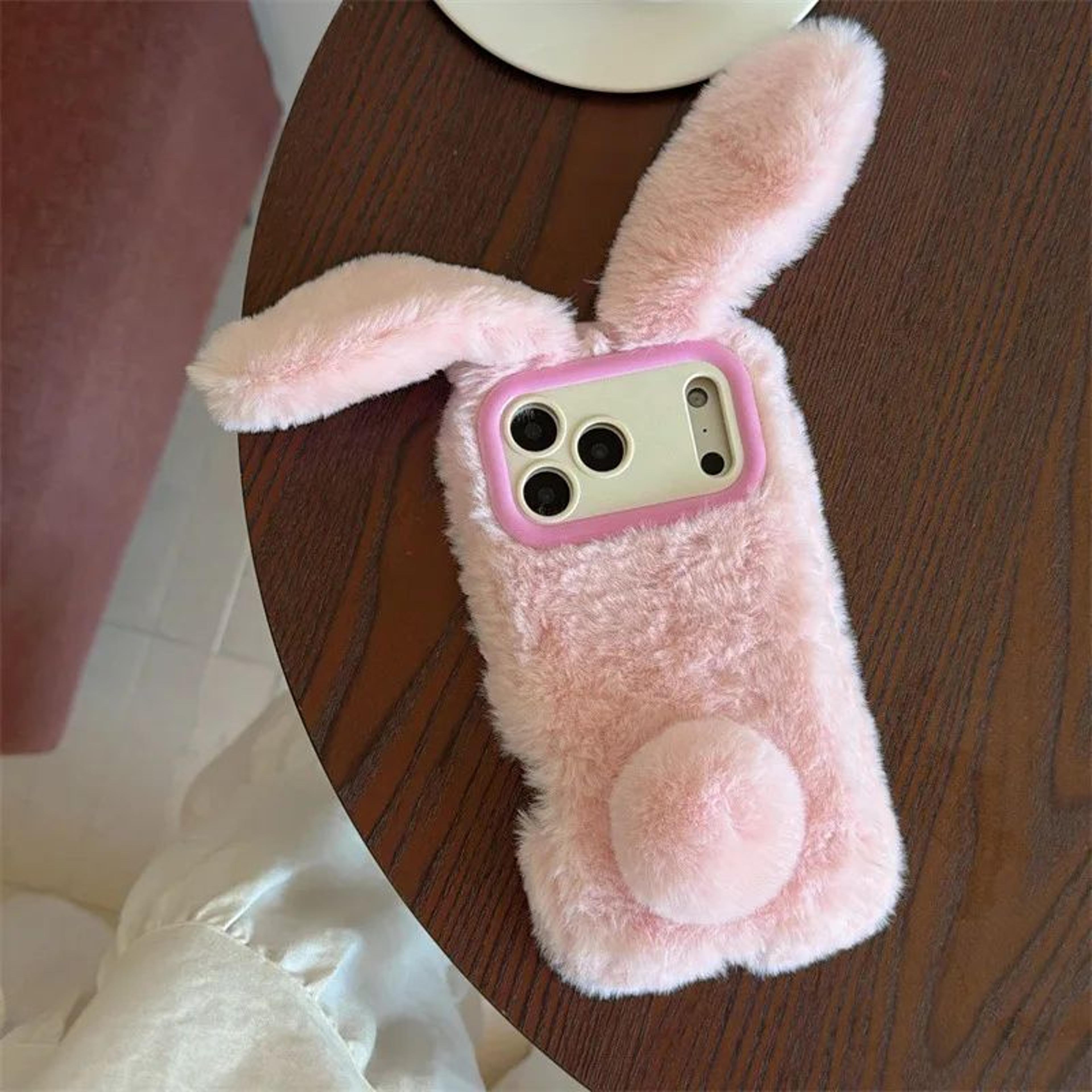 Premium Furry Rabbit Plush Phone Case  Cute 3D ShockResistant IPhone Cover 1