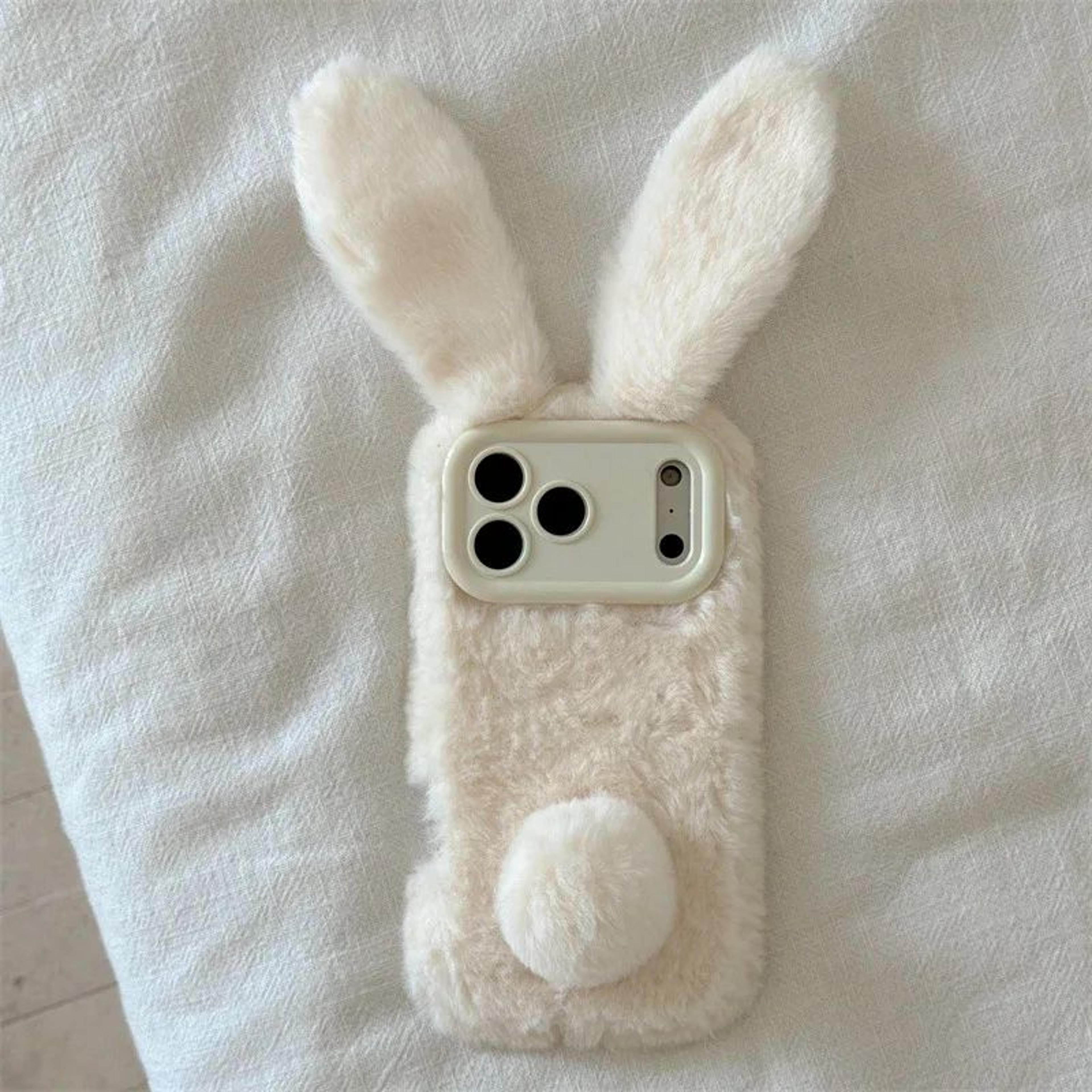 Premium Furry Rabbit Plush Phone Case  Cute 3D ShockResistant IPhone Cover 6