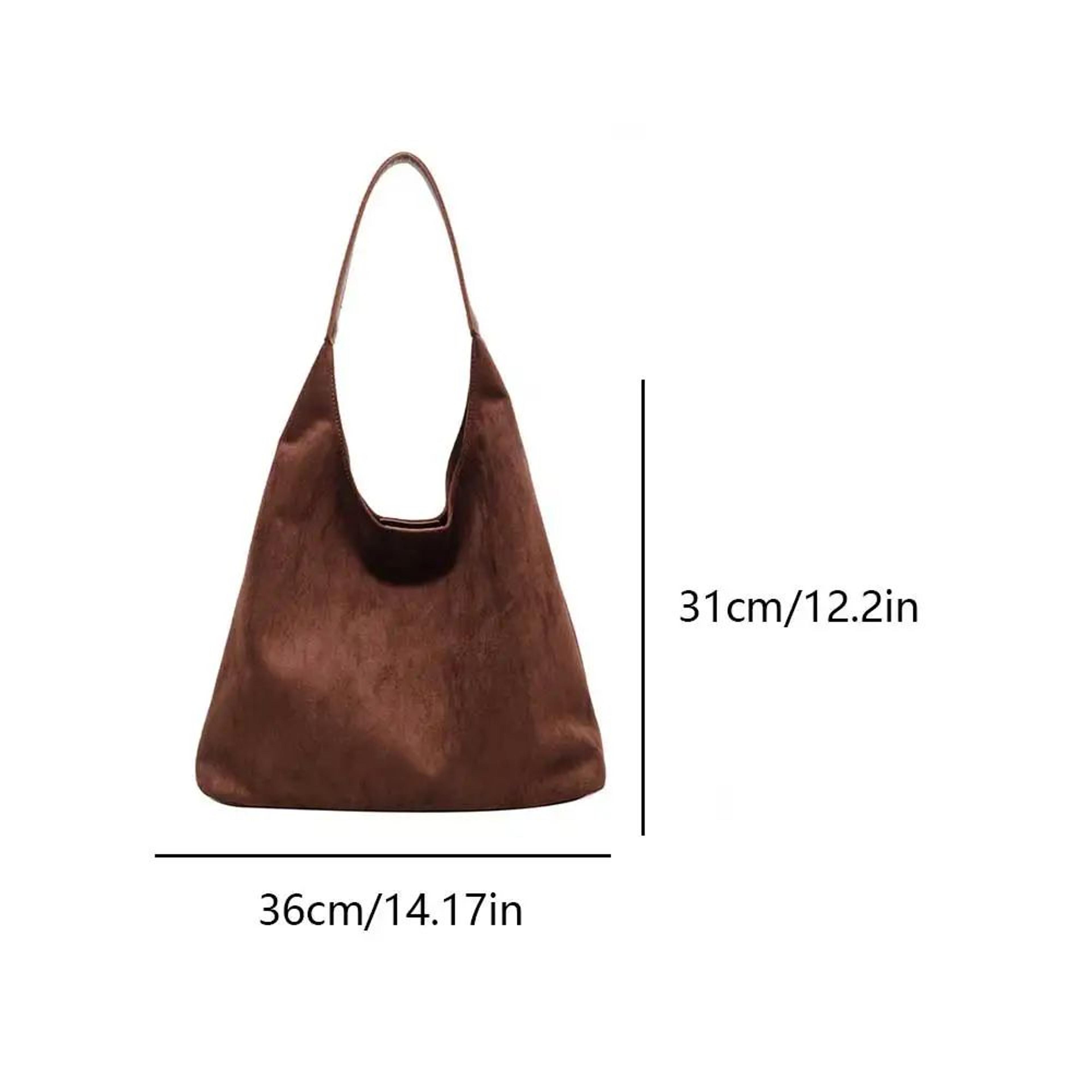 Vintage Suede Hobo Shoulder Bag  Large Capacity Retro Work Tote For Women 1