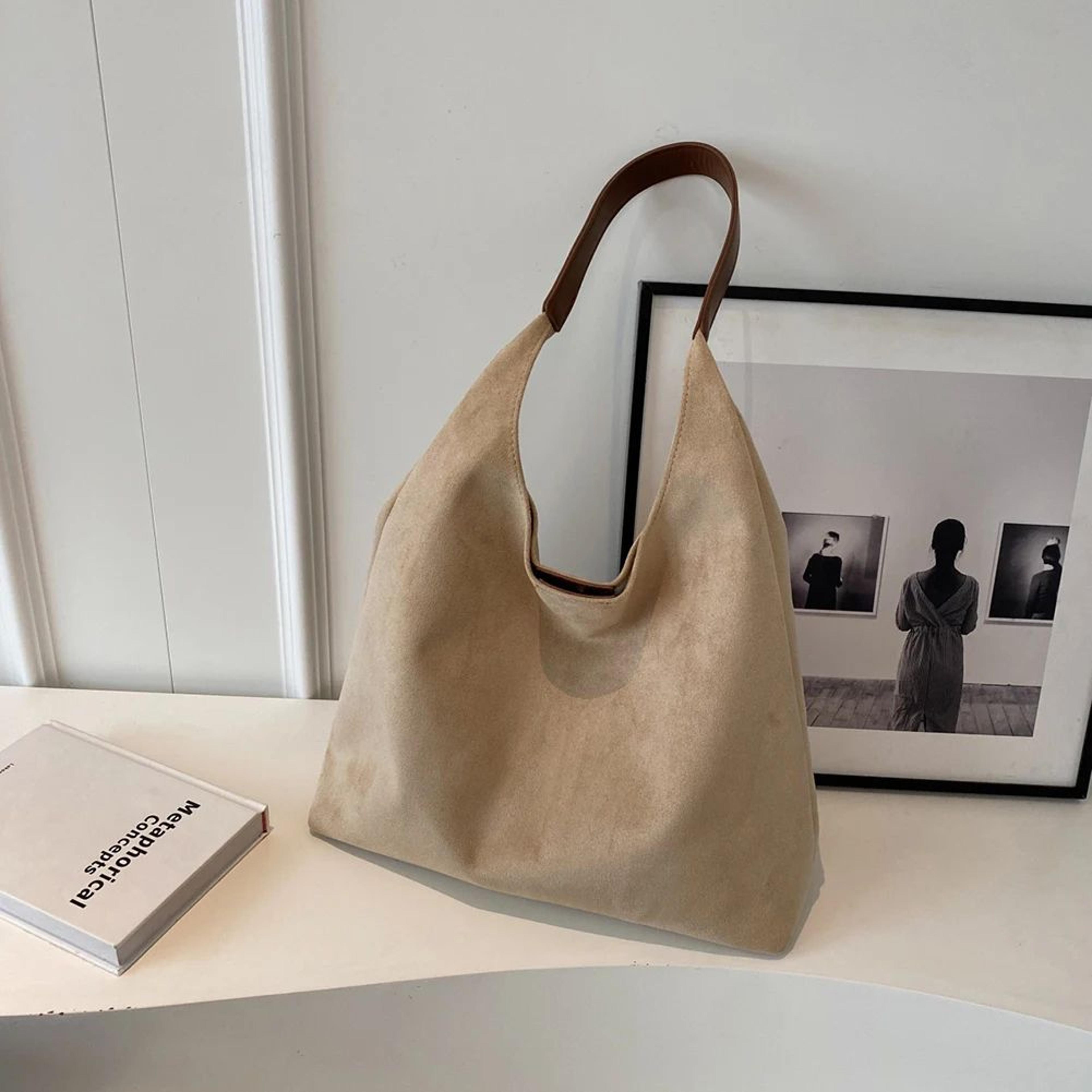 Vintage Suede Hobo Shoulder Bag  Large Capacity Retro Work Tote For Women 8