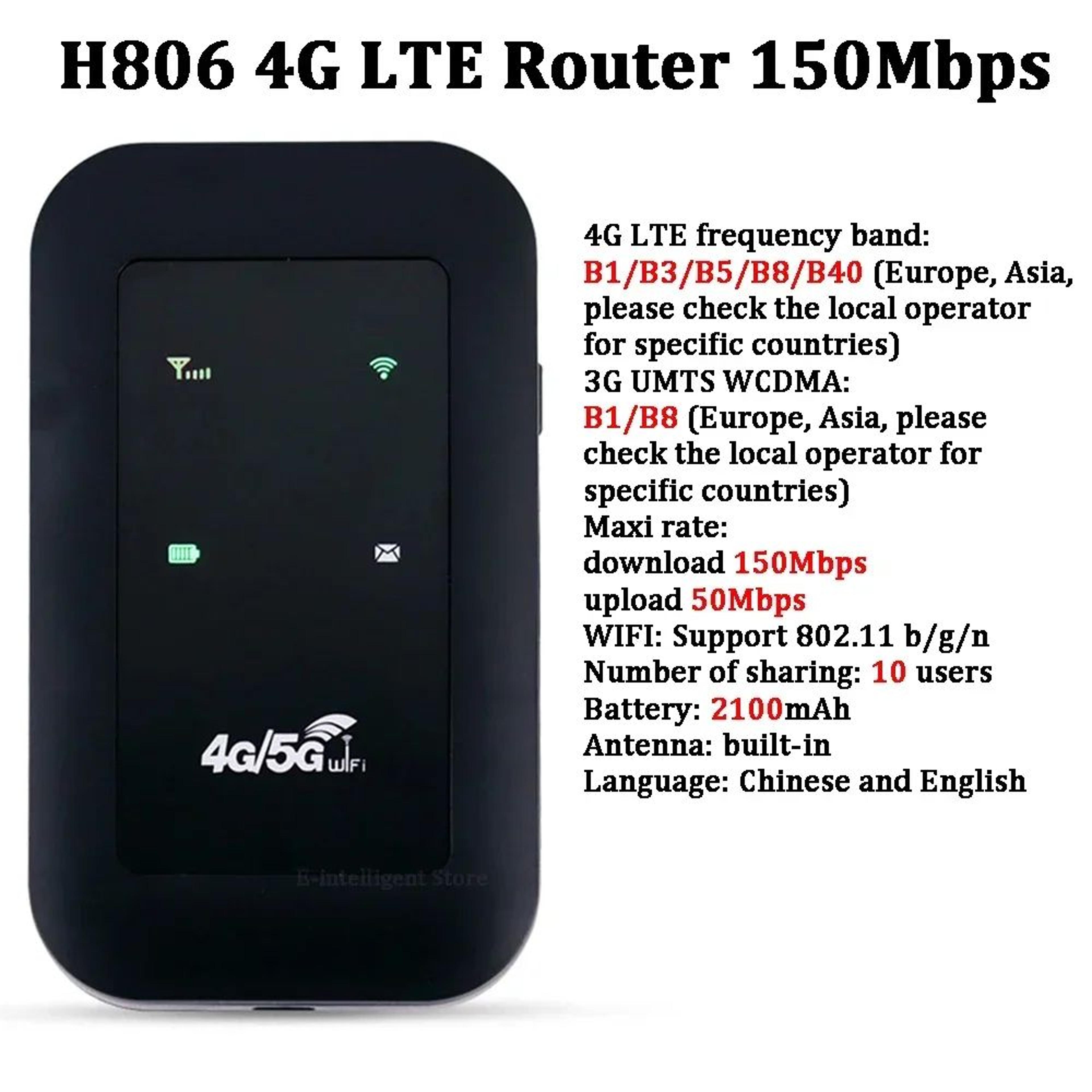 4G Pocket WiFi Router With SIM Card Slot  Portable Mobile Hotspot 150Mbps Wireless Modem 7
