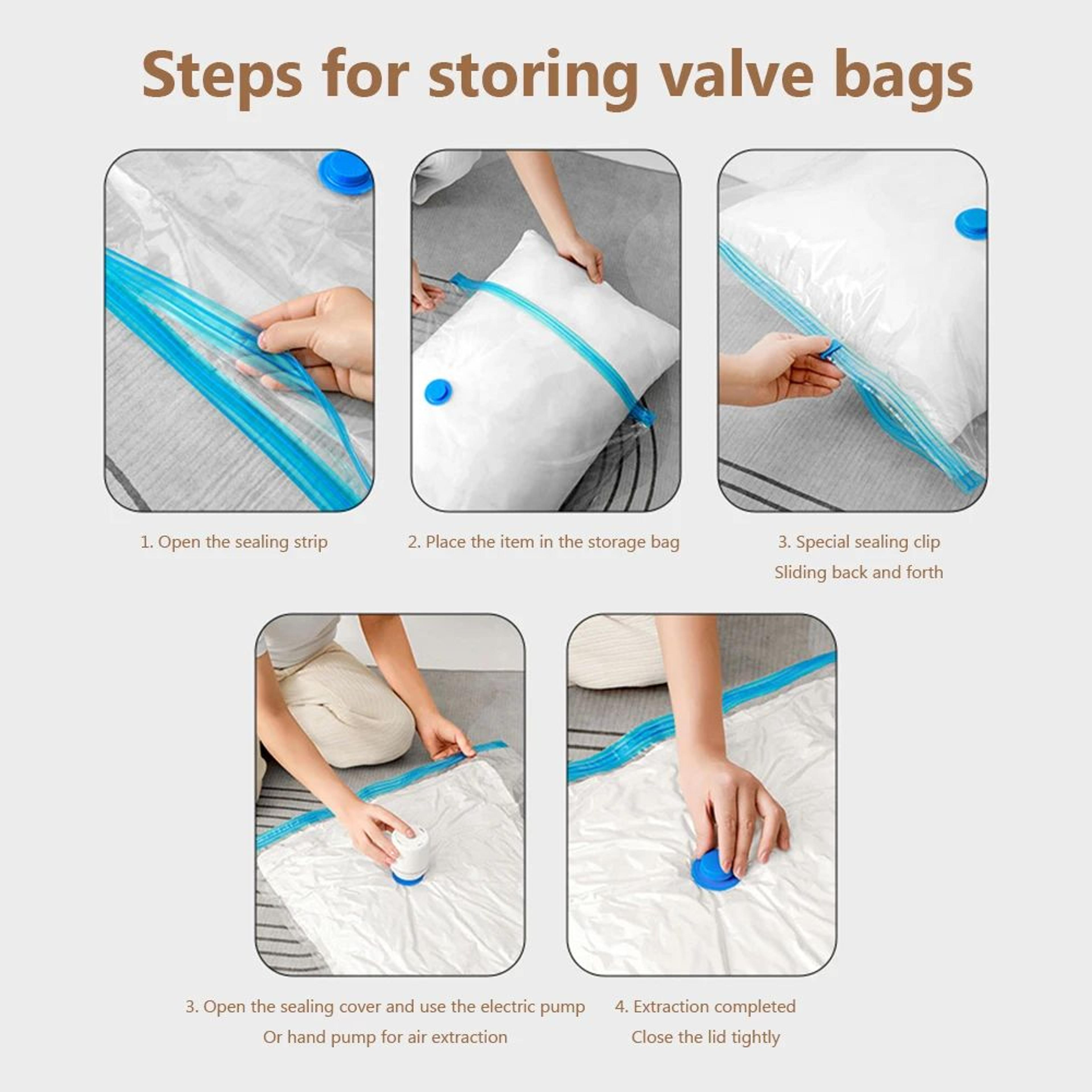 6Piece Vacuum Storage Bags With Electric Pump  SpaceSaving Compression Bags For Clothes  Bedding 5