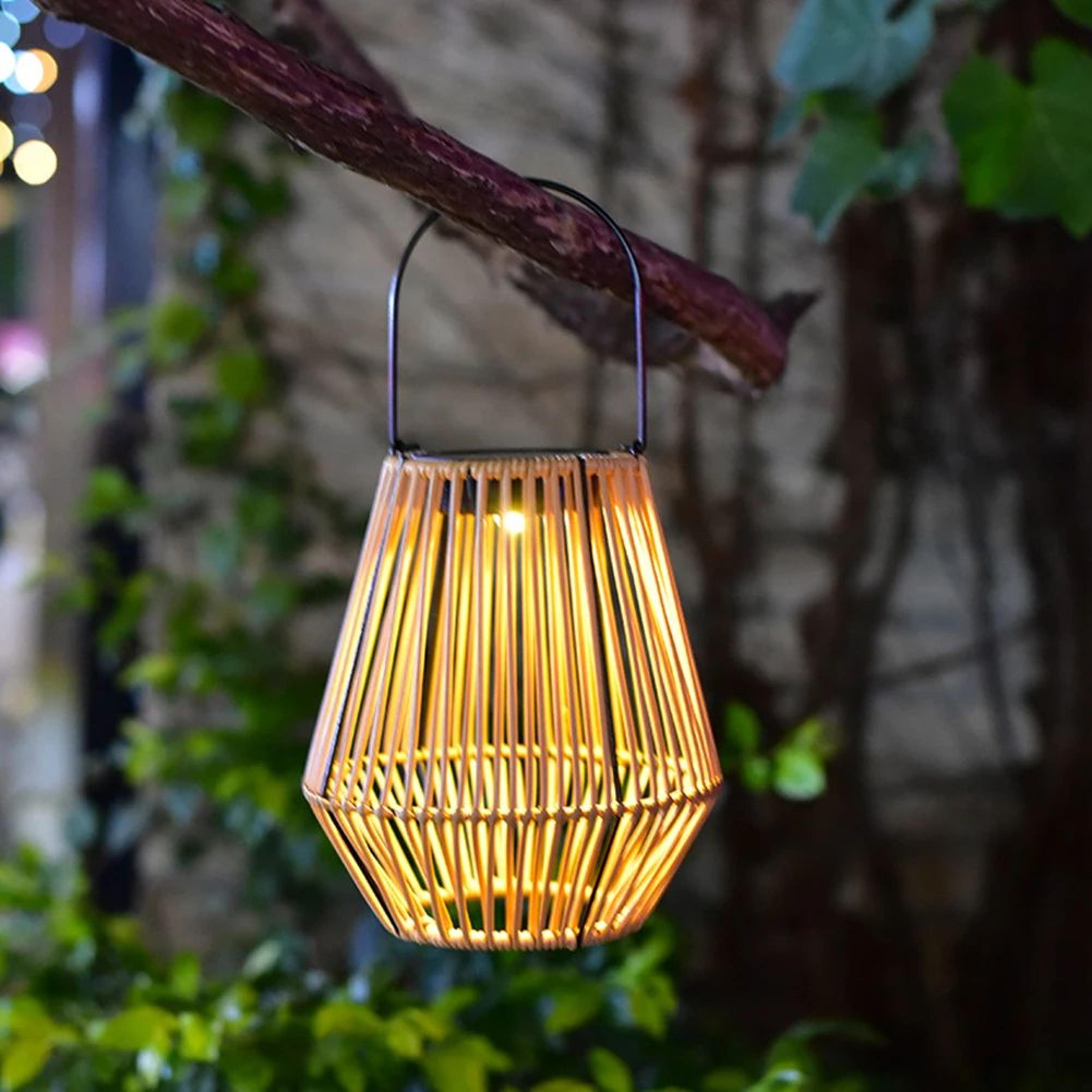 Solar Rattan Outdoor Lantern With Handle  Waterproof Hanging  Standing Garden Light 4