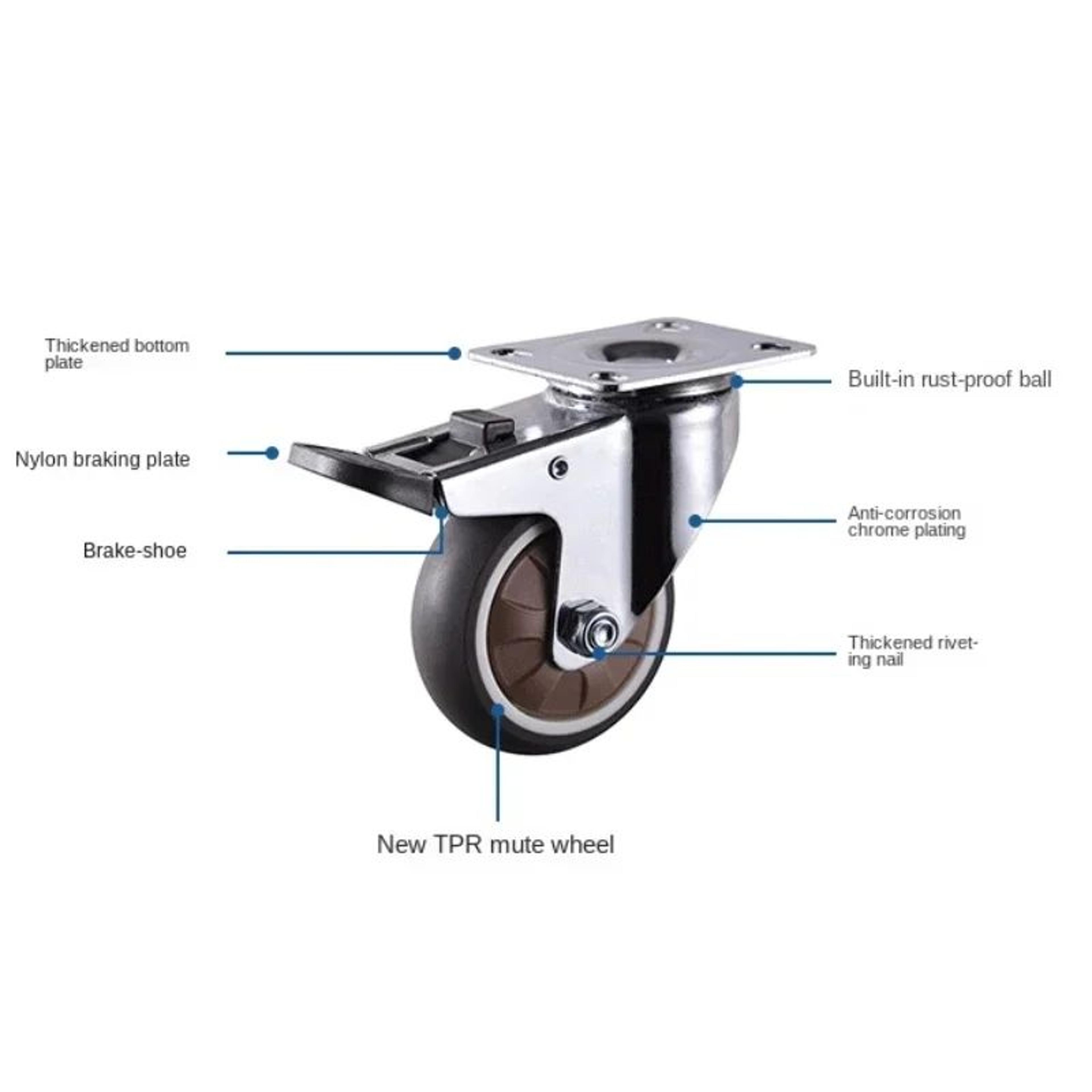 Soft Rubber Swivel Furniture Caster Wheels  4Pack Universal Rolling Casters For Furniture  Carts 5