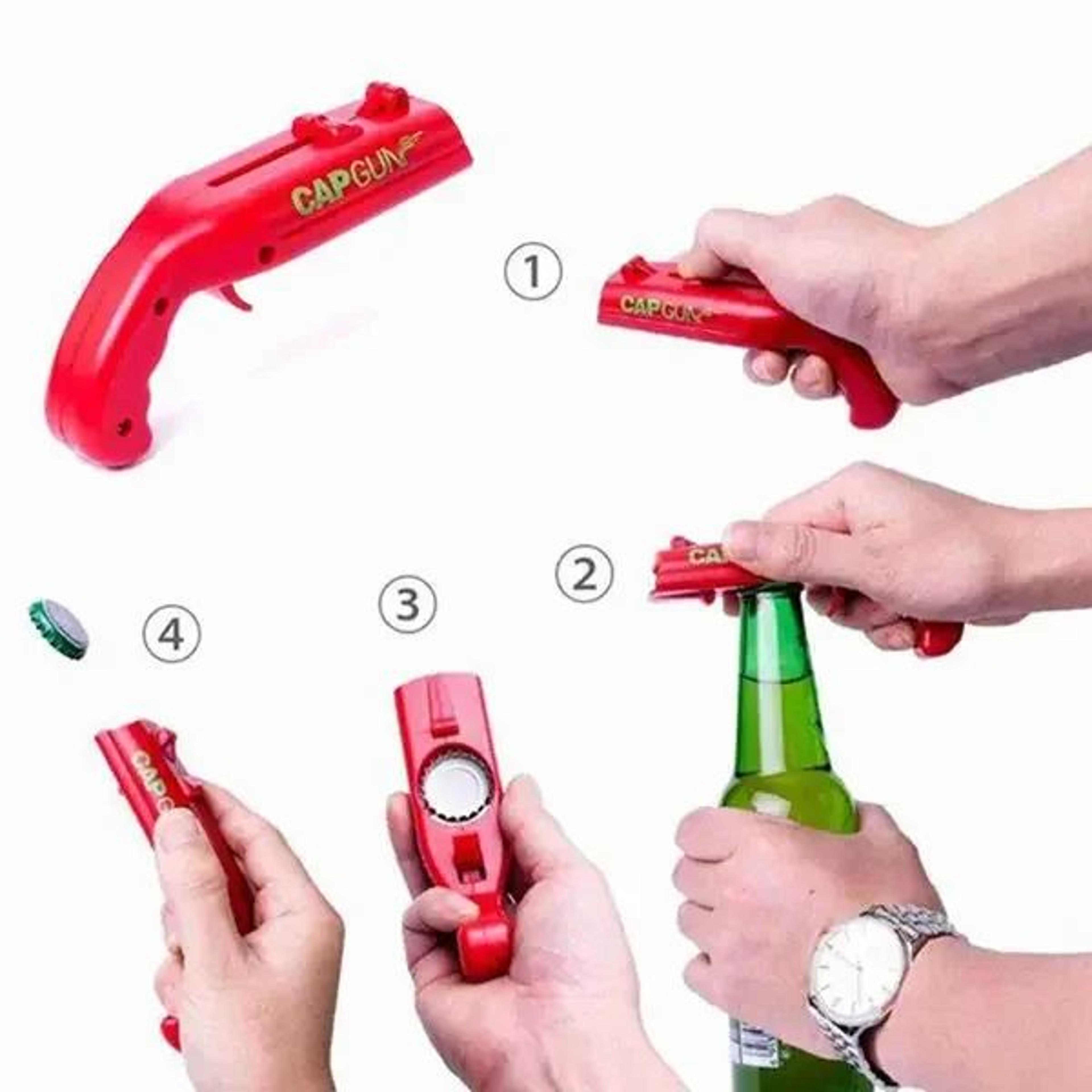 Pistol Bottle Opener Cap Launcher  Fun Beer Bottle Opener With Cap Gun Action 4