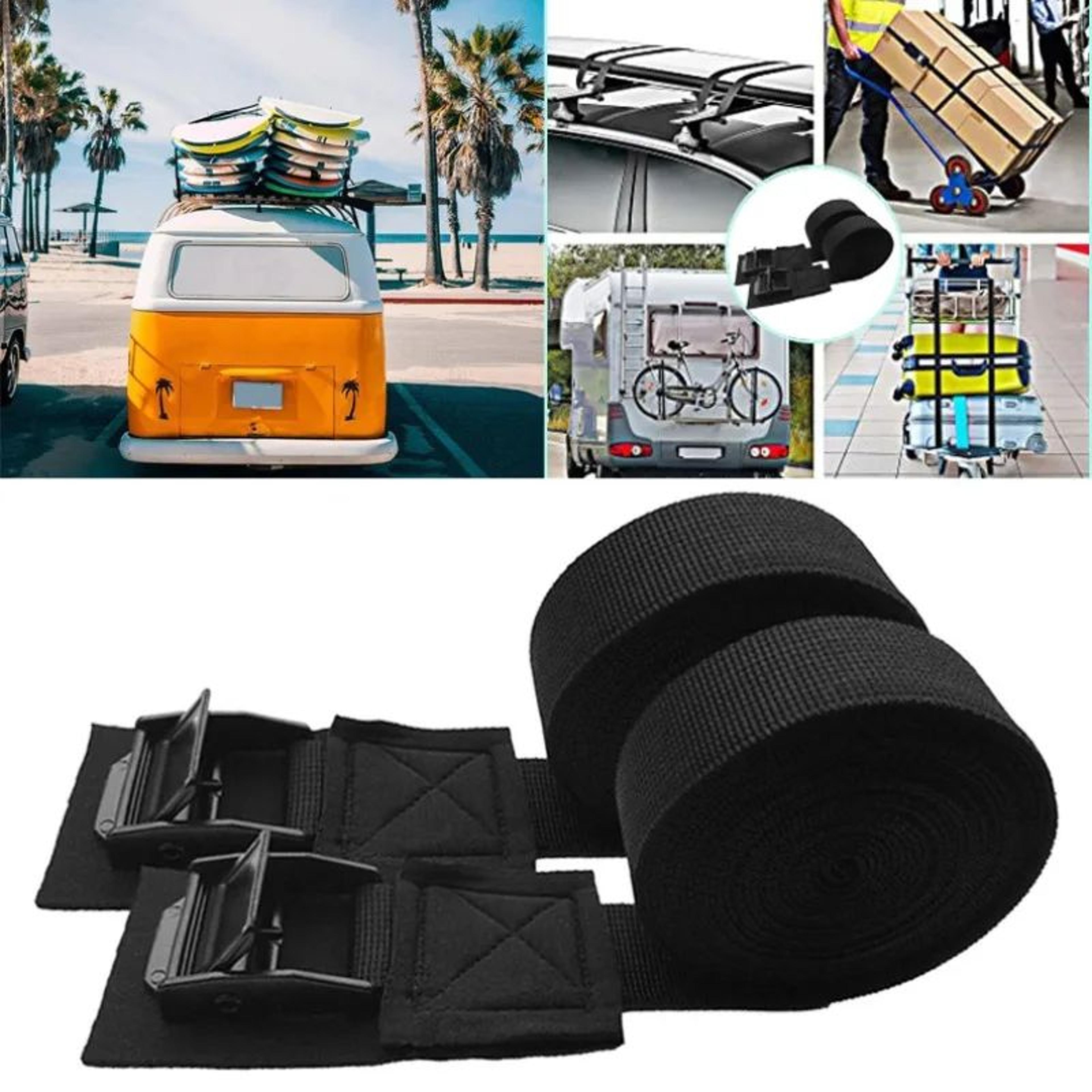 HeavyDuty Adjustable Ratchet TieDown Straps With Metal Buckle  2Pack Cargo  Luggage Securing Belts 0
