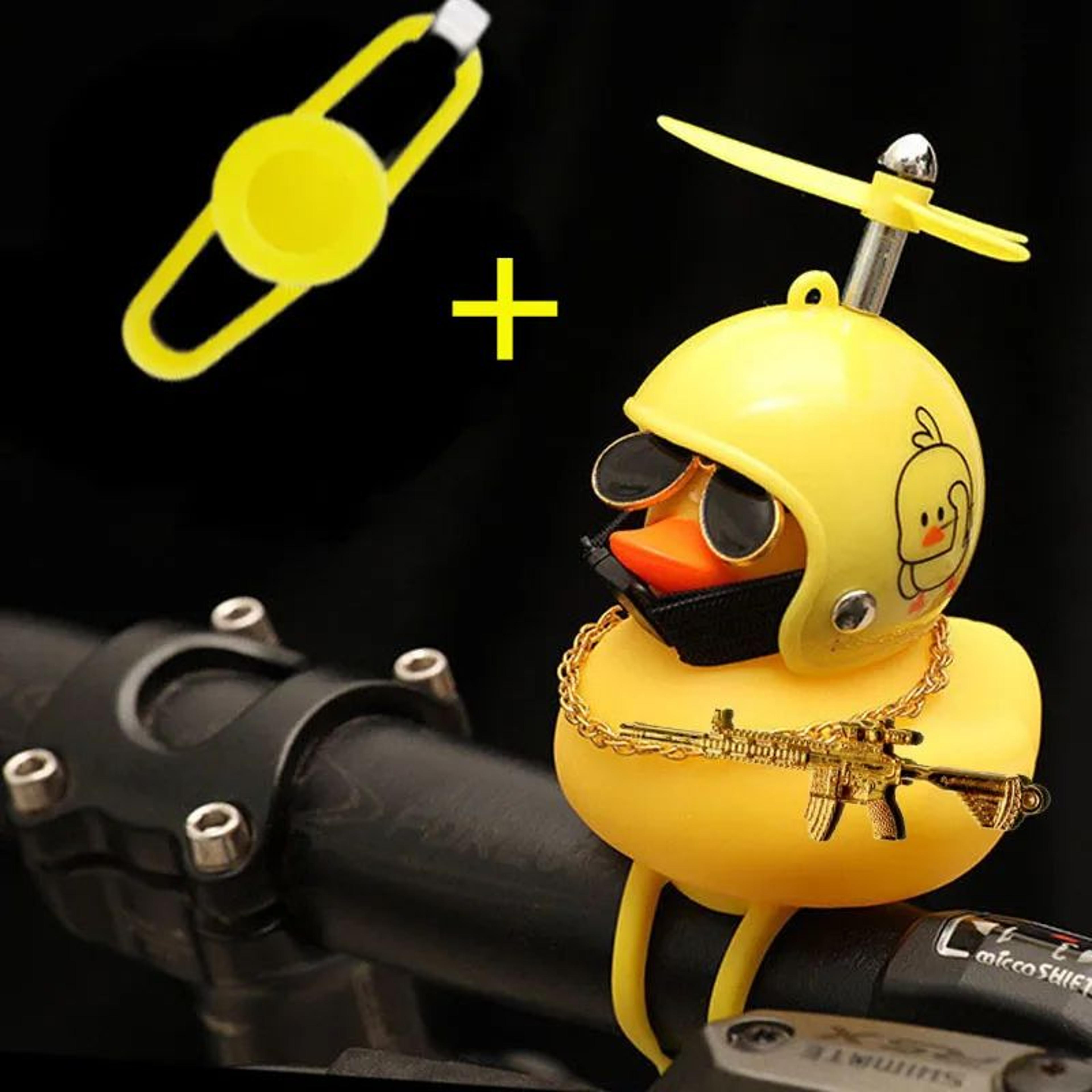 Yellow Rubber Duck Car Ornament With Helmet Propeller  Fun Dashboard Duck Decoration  Squeeze Toy 4