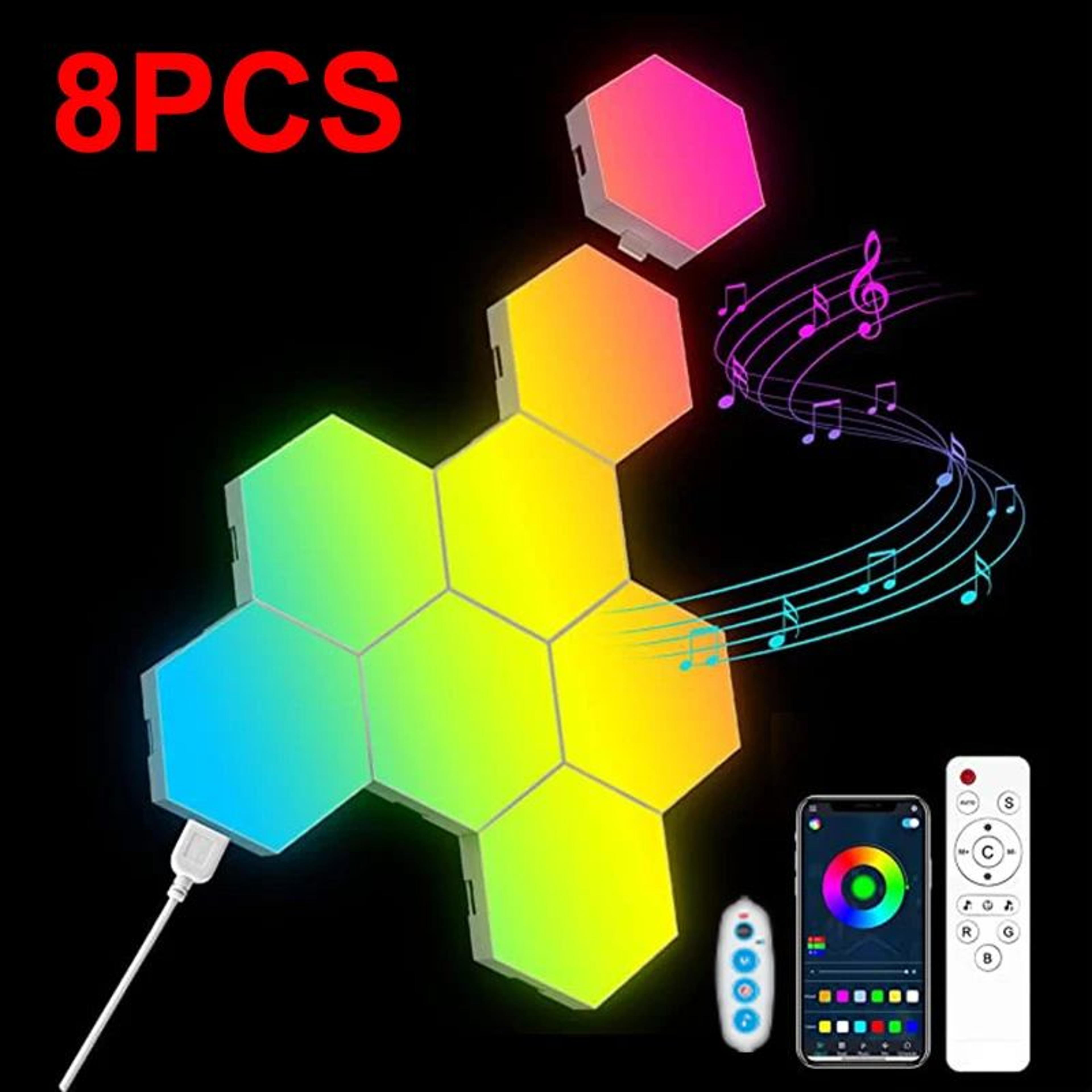 RGB Hexagon LED Wall Lights With Bluetooth App Control 6