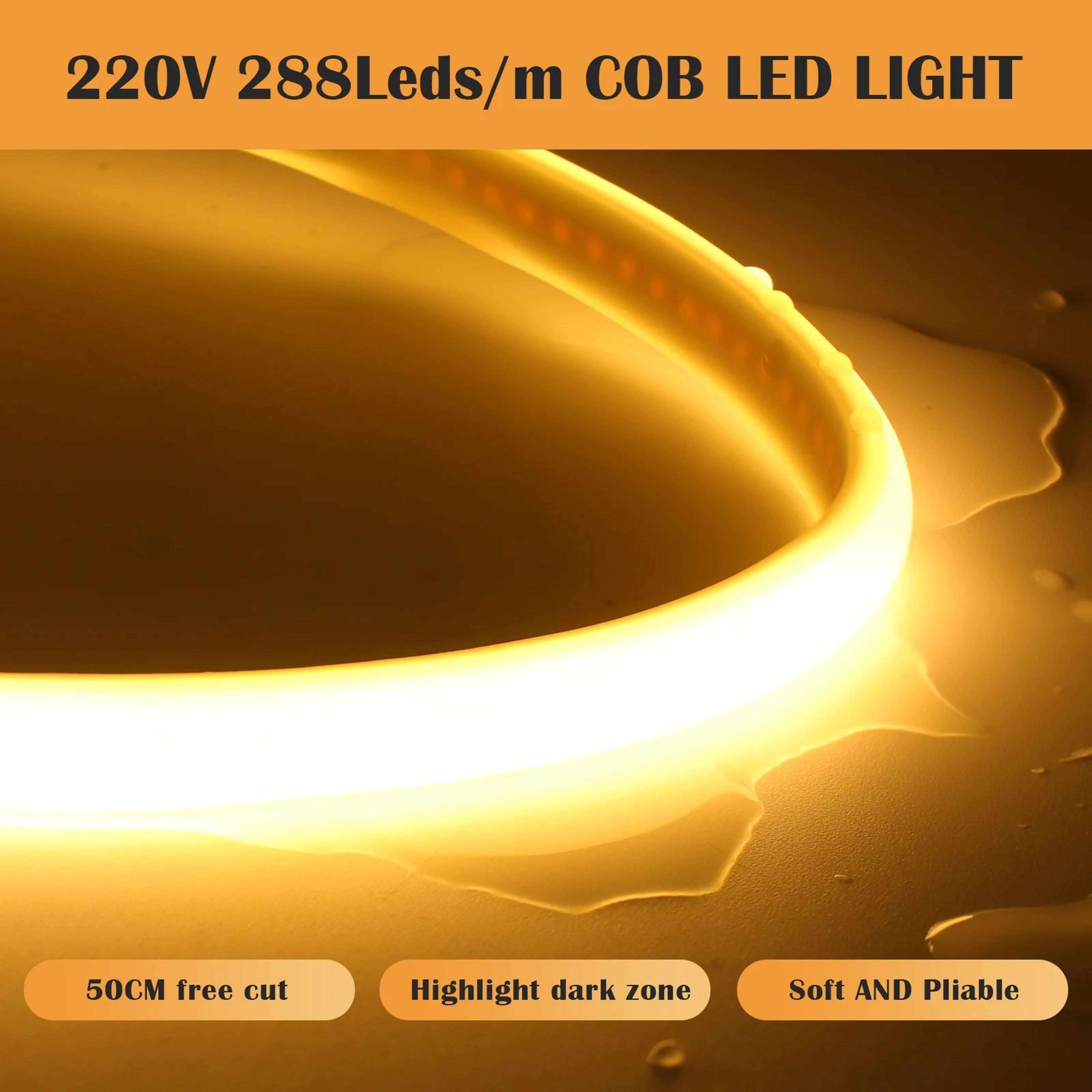 Flexible COB LED Strip Light With Switch  Waterproof Dimmable Home Accent Lighting 3