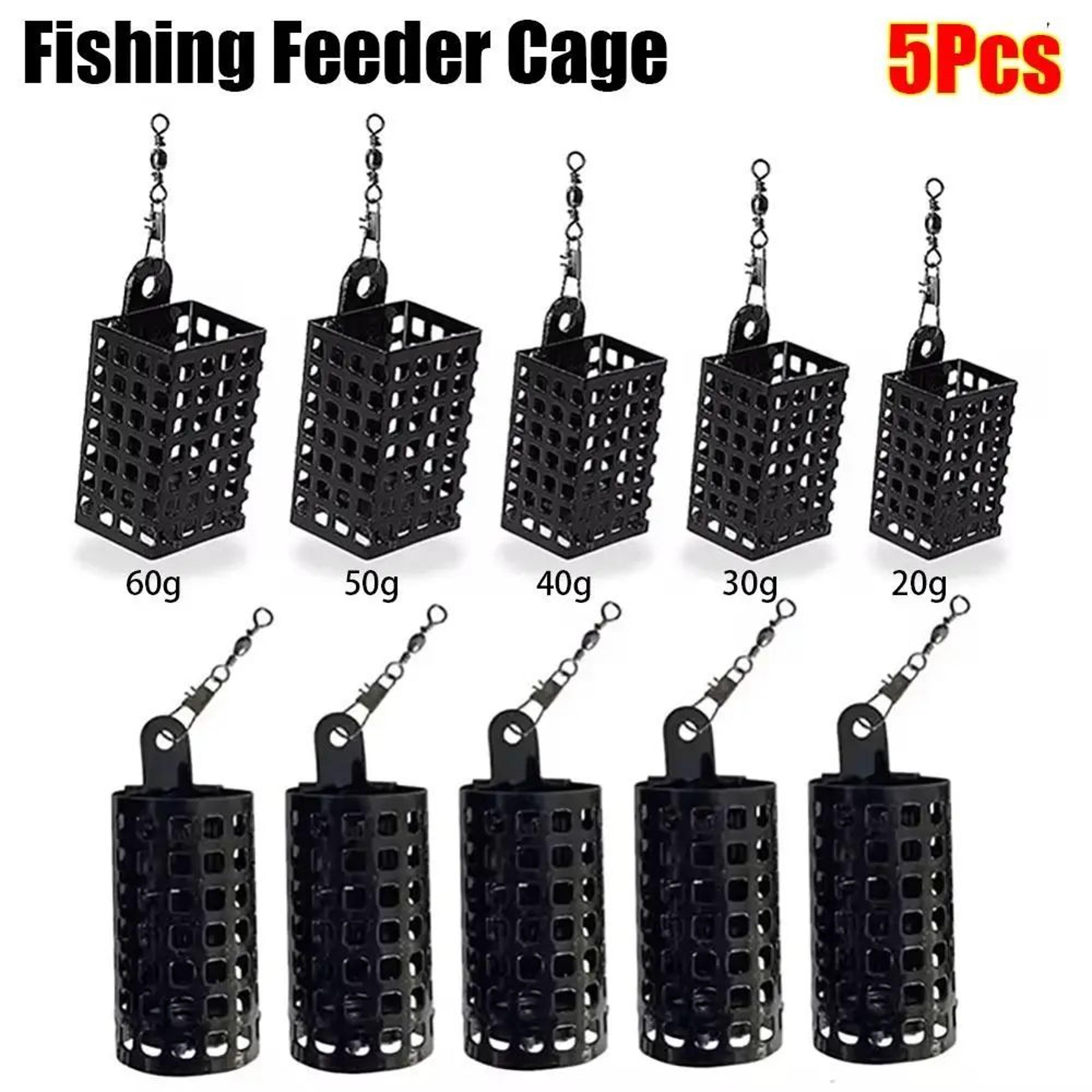 5Pack Stainless Steel Fishing Feeder Cage Set Round  Square 10g50g For Fast Baiting  Longer Casts 5