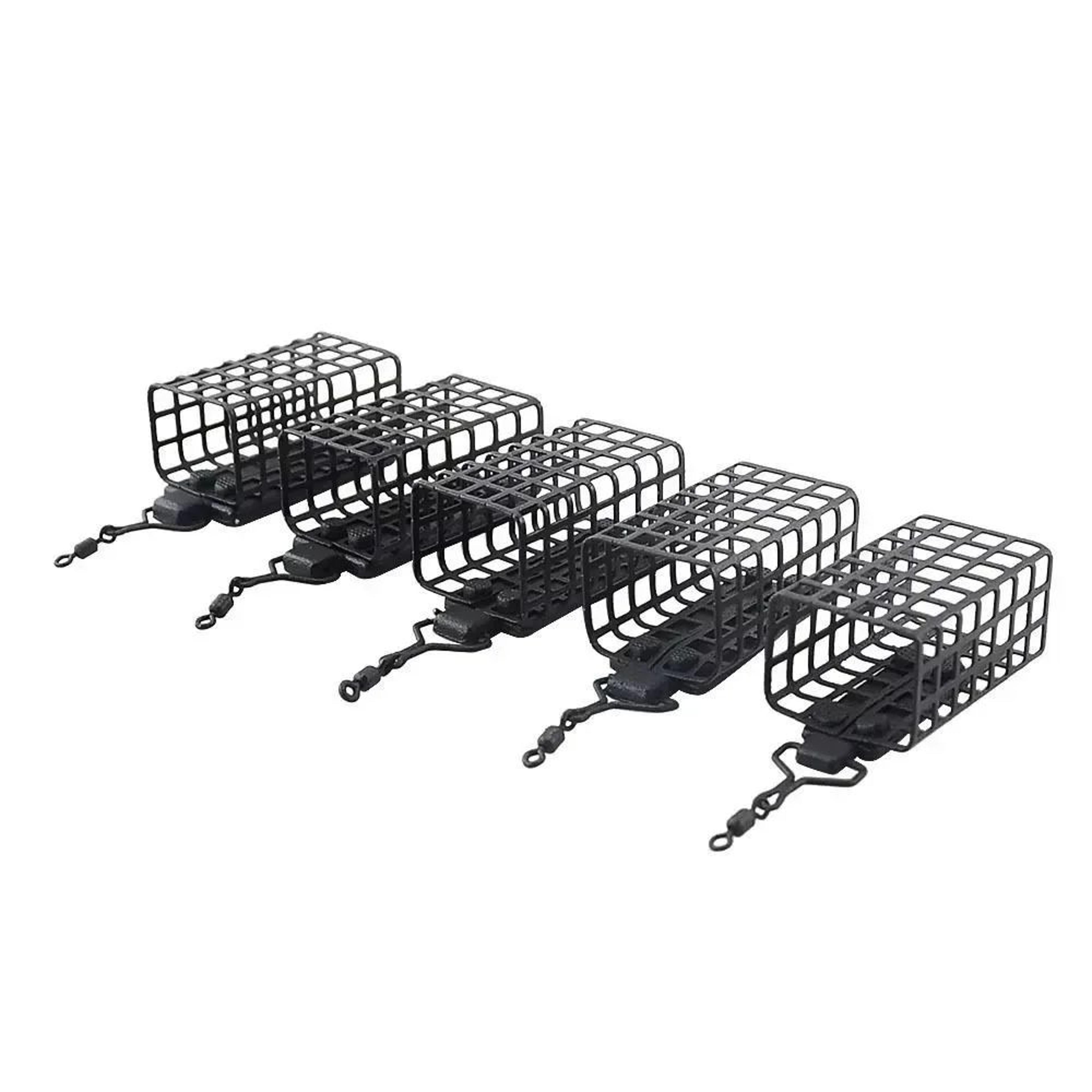 5Pack Stainless Steel Fishing Feeder Cage Set Round  Square 10g50g For Fast Baiting  Longer Casts 10