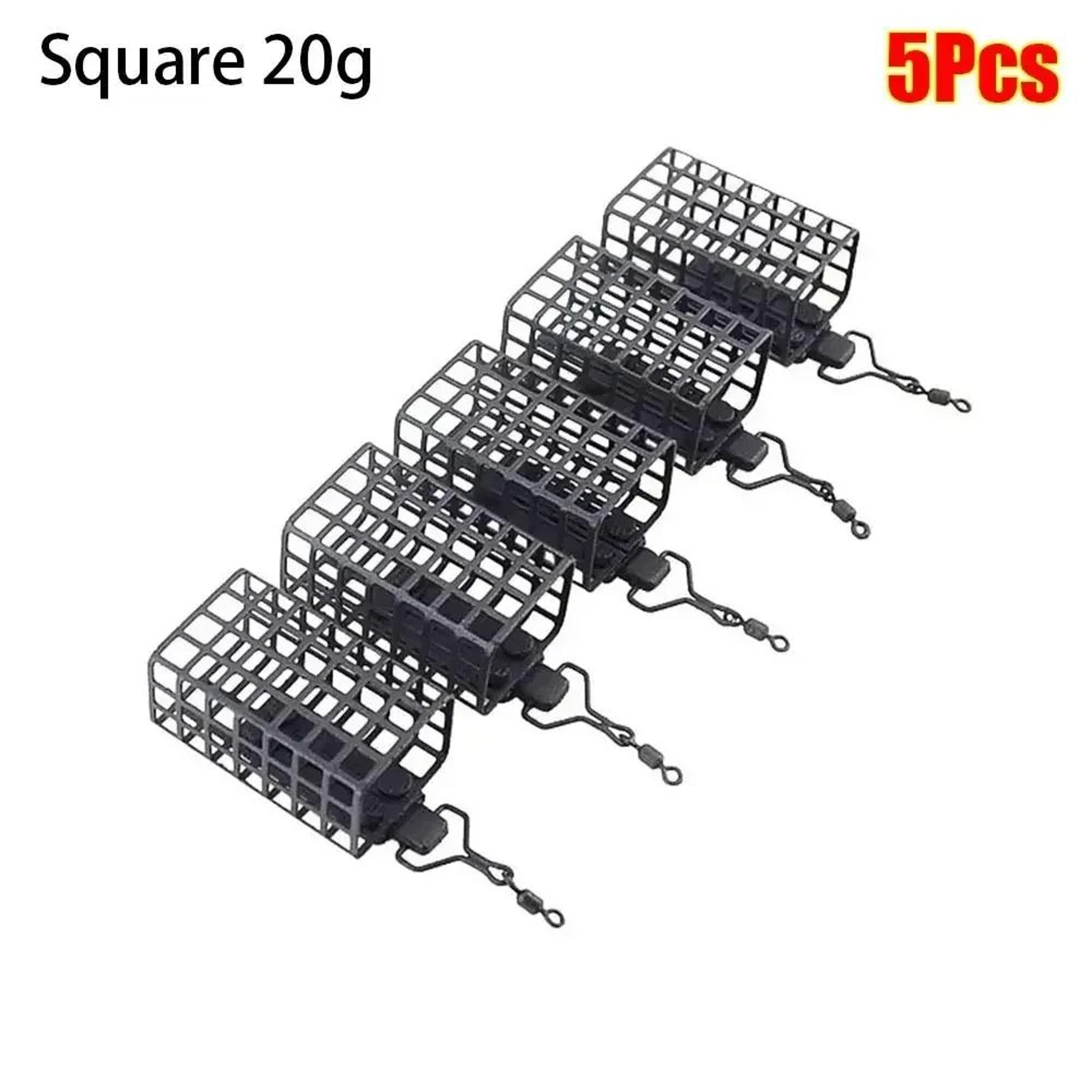 5Pack Stainless Steel Fishing Feeder Cage Set Round  Square 10g50g For Fast Baiting  Longer Casts 11