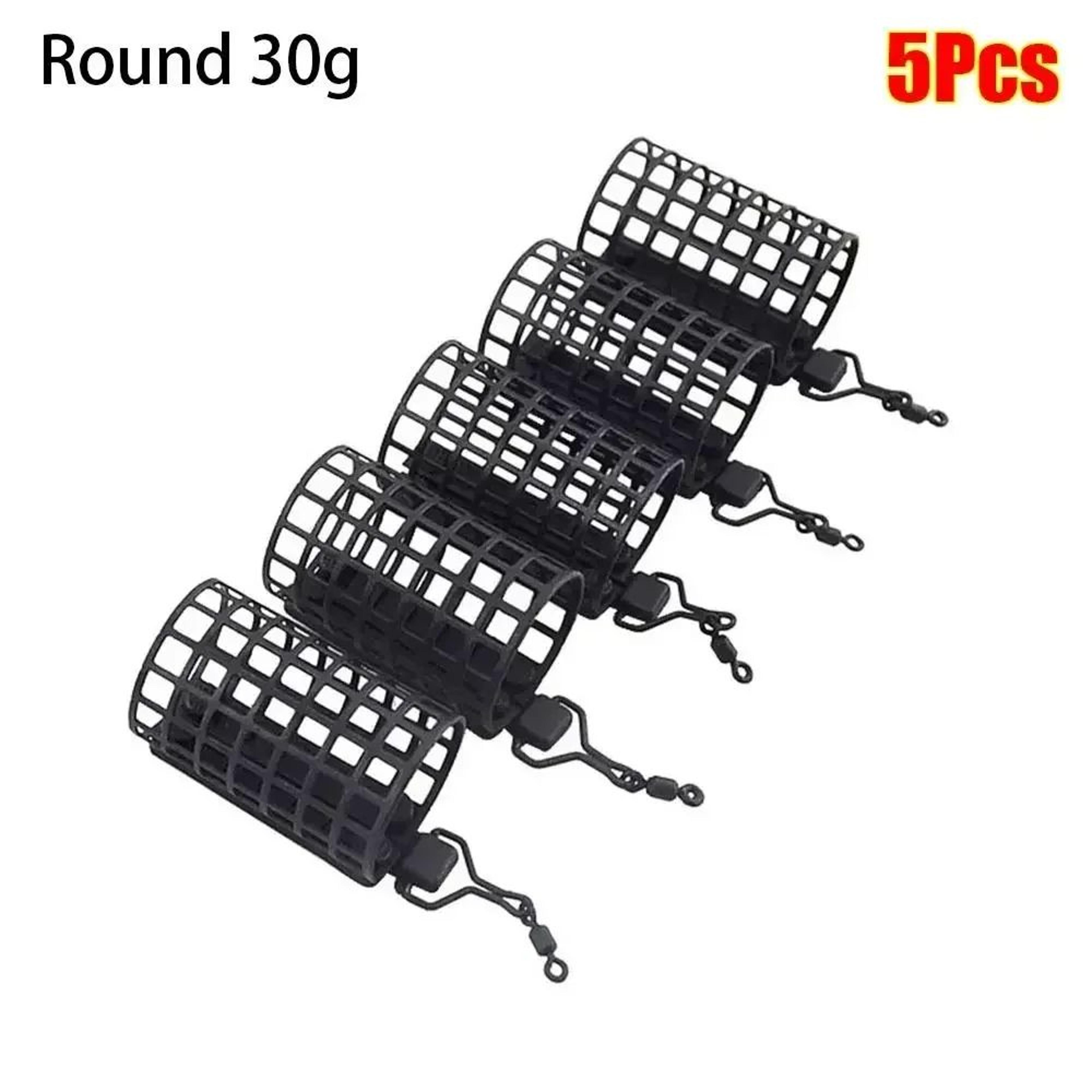 5Pack Stainless Steel Fishing Feeder Cage Set Round  Square 10g50g For Fast Baiting  Longer Casts 8