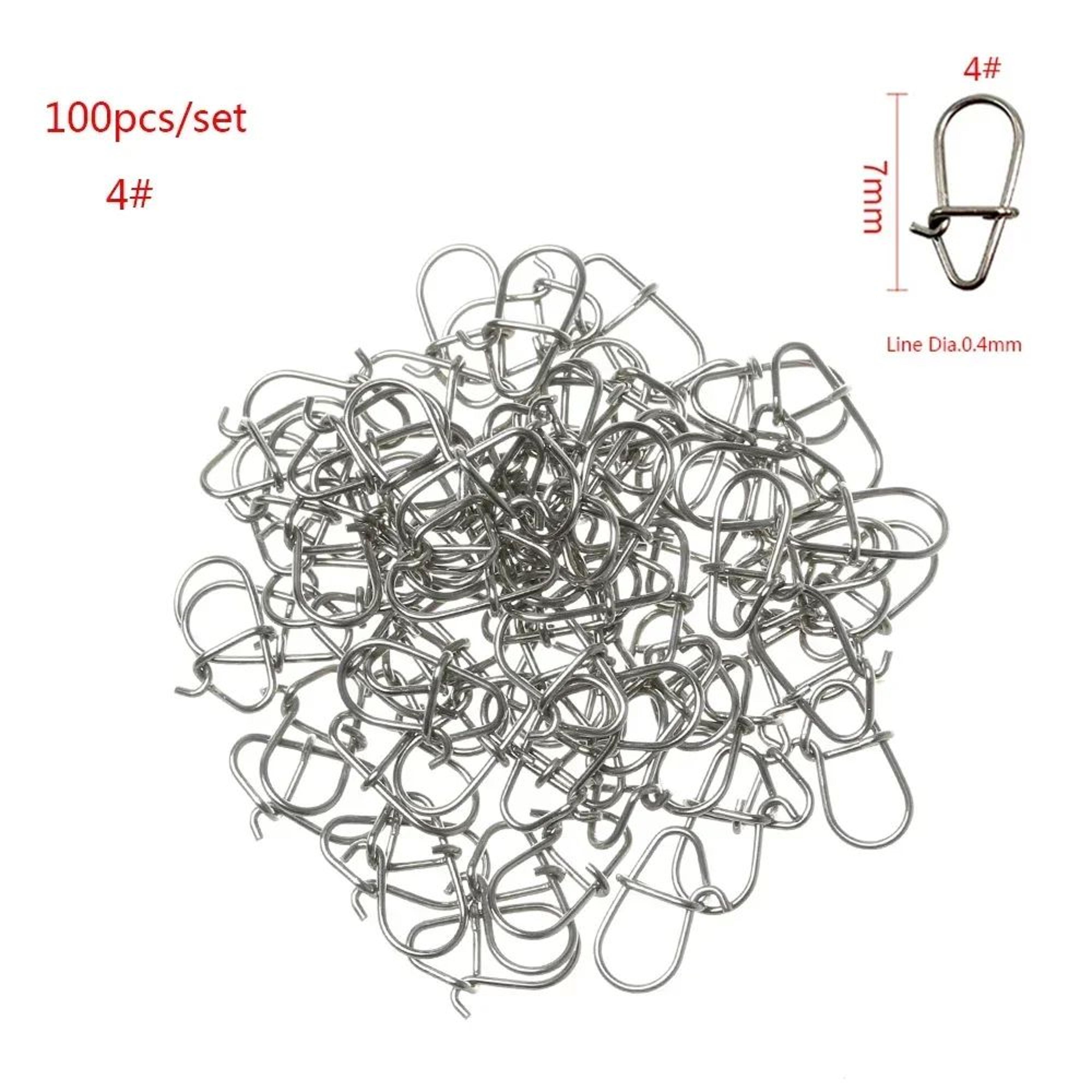 100Piece Stainless Steel Fishing Swivel Snap Set With Fast Lock Split Rings  Barrel Connectors 9