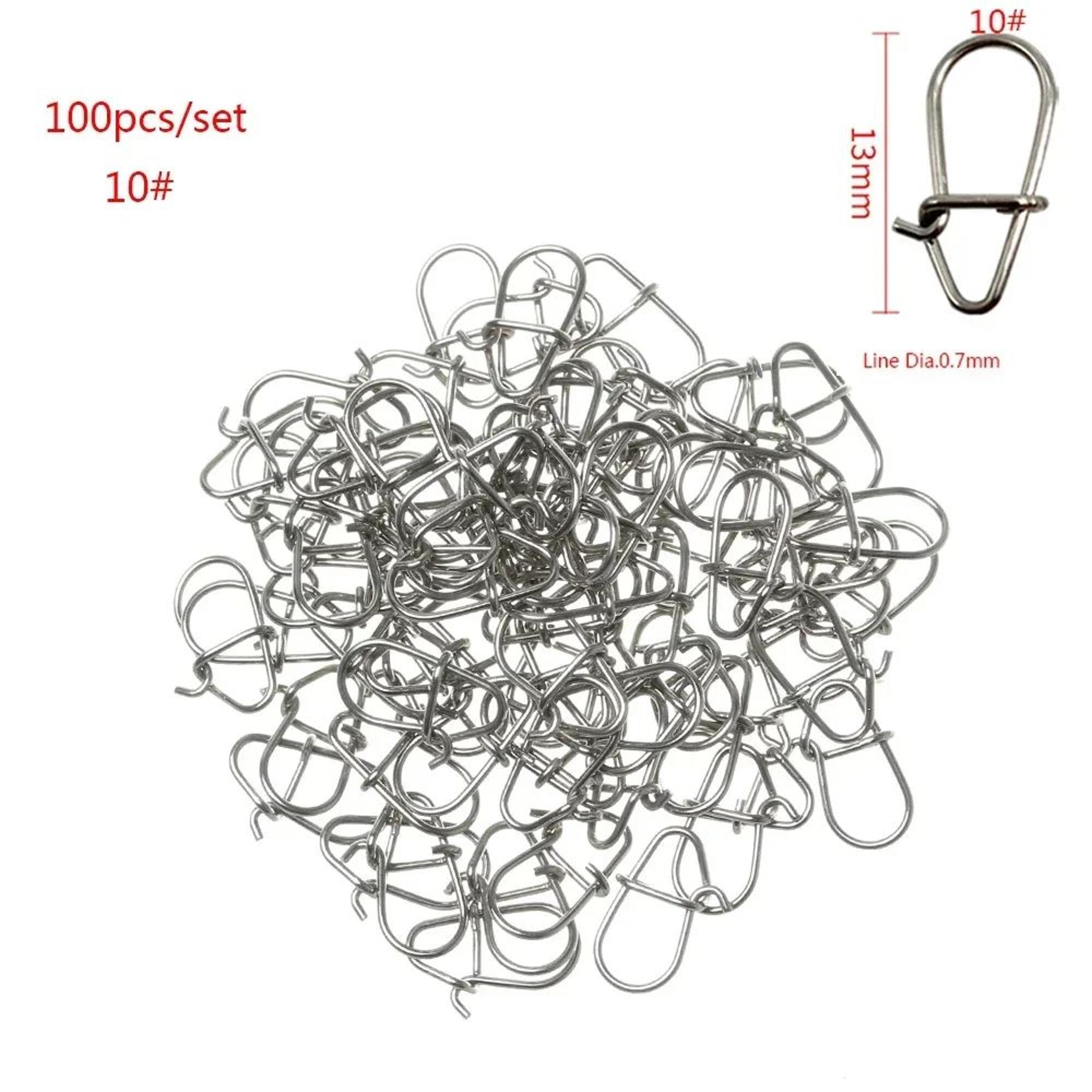 100Piece Stainless Steel Fishing Swivel Snap Set With Fast Lock Split Rings  Barrel Connectors 15